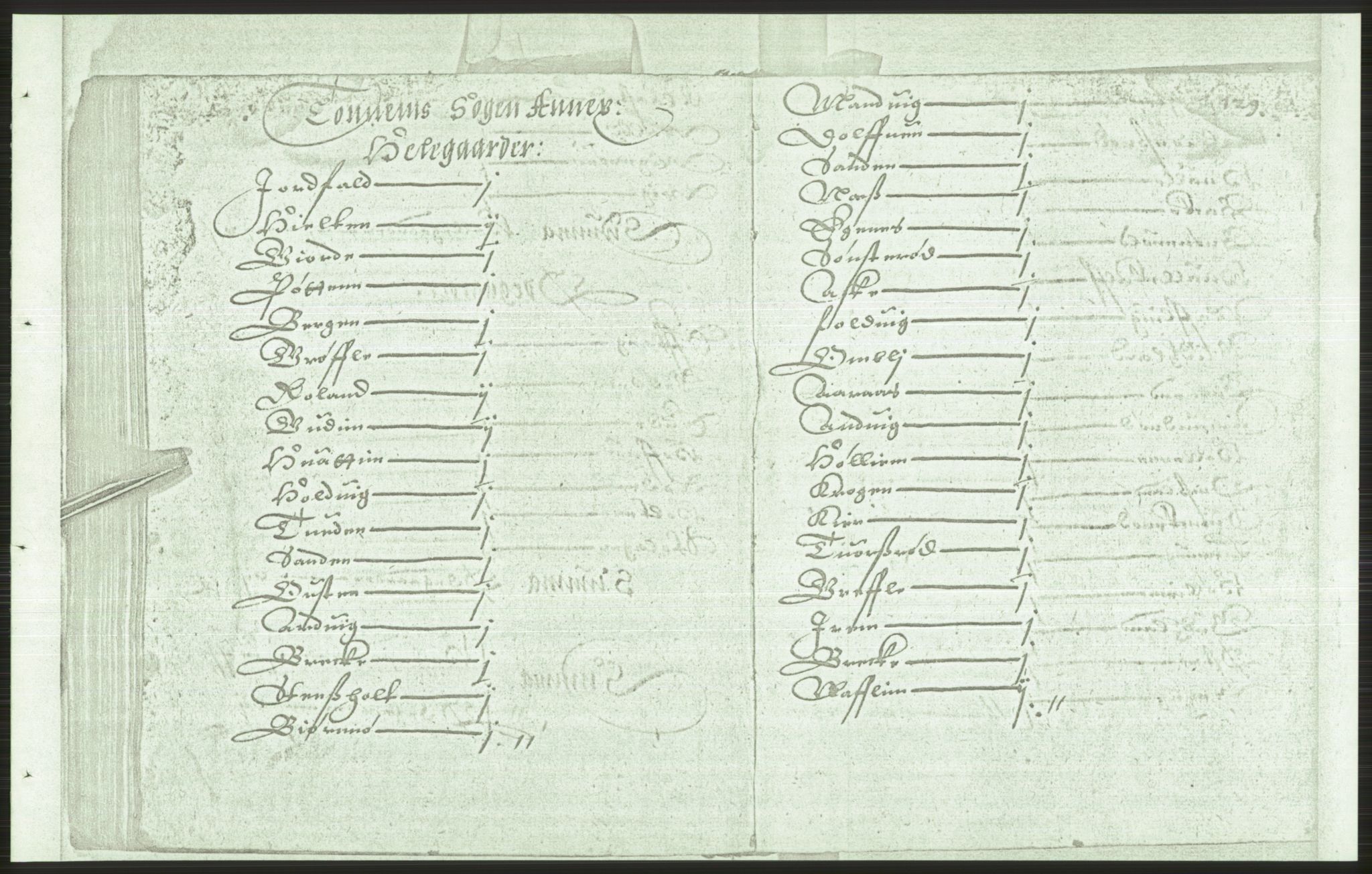 Manuskriptsamlingen, AV/RA-EA-3667/F/L0175b: Kopi av Universitetsbiblioteket, manuskript kvarto nr. 503, Manntall på fulle og halve og ødegårder uti Oslo og Hamar stift anno 1602, II Tønsberg, Brunla, Numedal, Nedre Telemark, 1602, p. 128b-129a