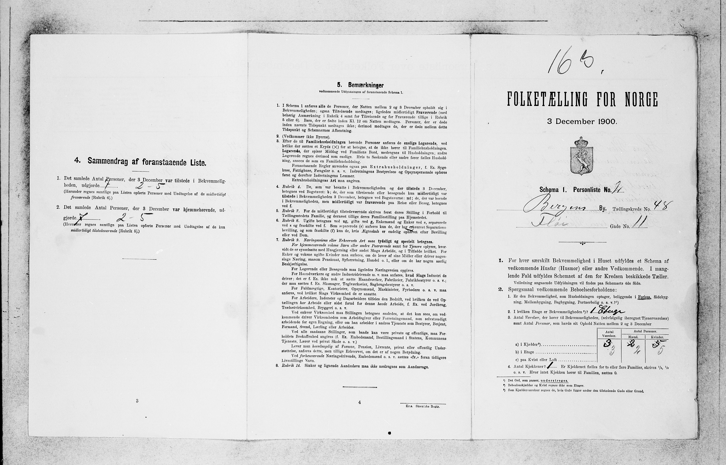 SAB, 1900 census for Bergen, 1900, p. 9095