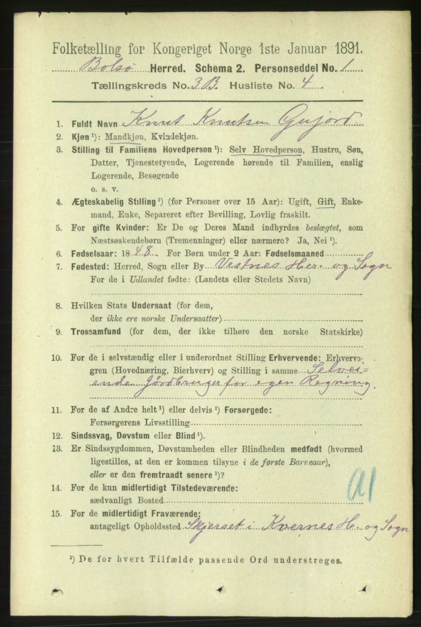 RA, 1891 census for 1544 Bolsøy, 1891, p. 2106