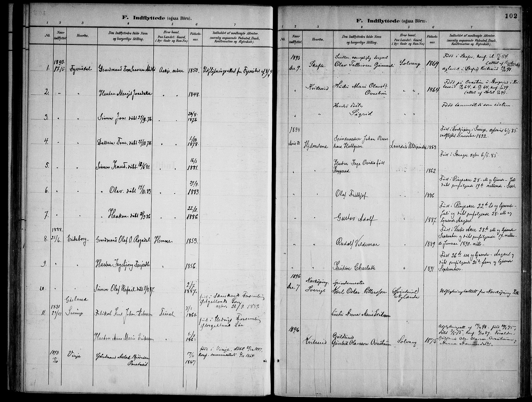Lårdal kirkebøker, SAKO/A-284/F/Fa/L0007: Parish register (official) no. I 7, 1887-1906, p. 102