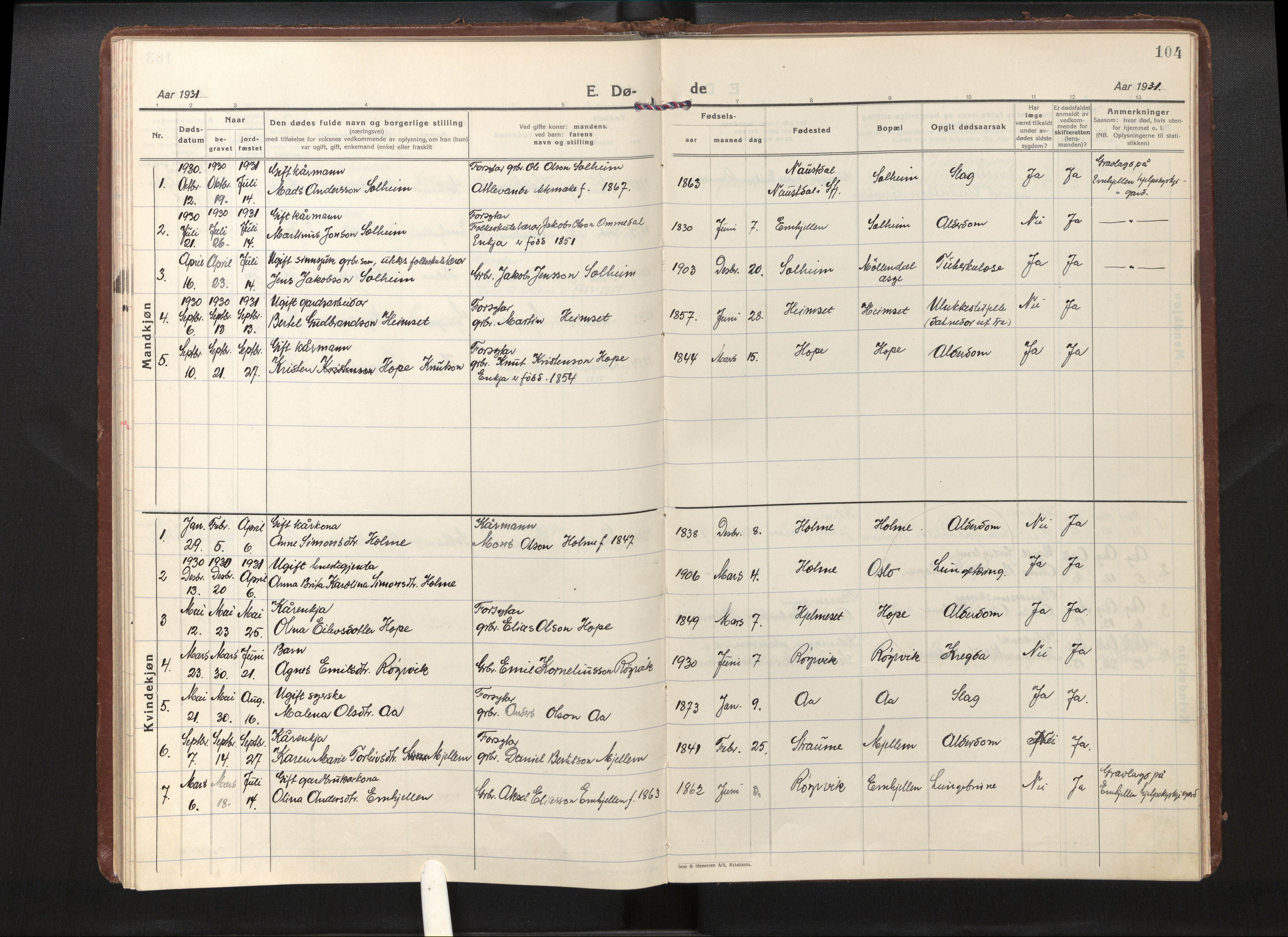 Gloppen sokneprestembete, AV/SAB-A-80101/H/Haa/Haae/L0003: Parish register (official) no. E 3, 1925-1951, p. 103b-104a