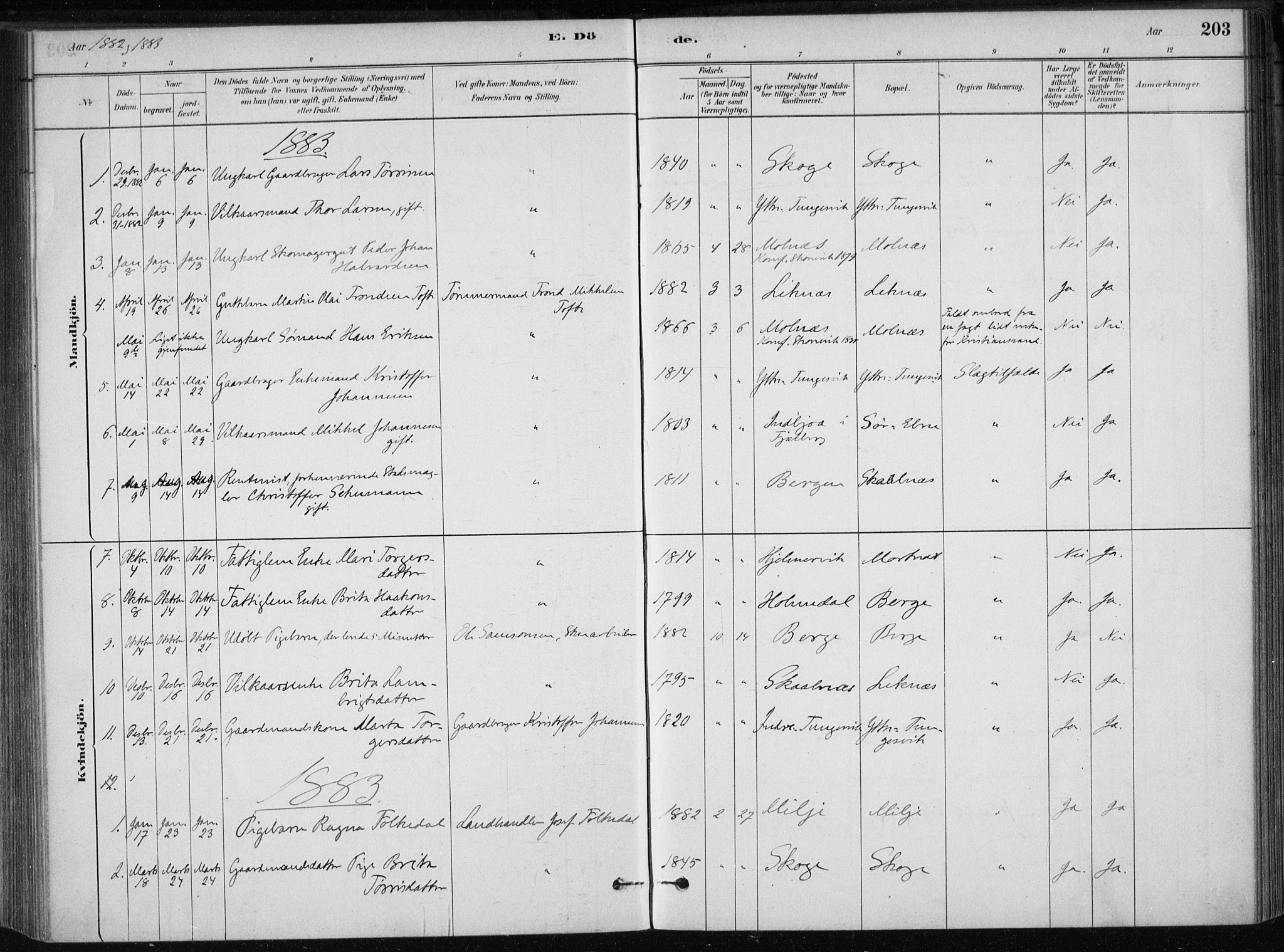 Skånevik sokneprestembete, SAB/A-77801/H/Haa: Parish register (official) no. B 1, 1879-1914, p. 203