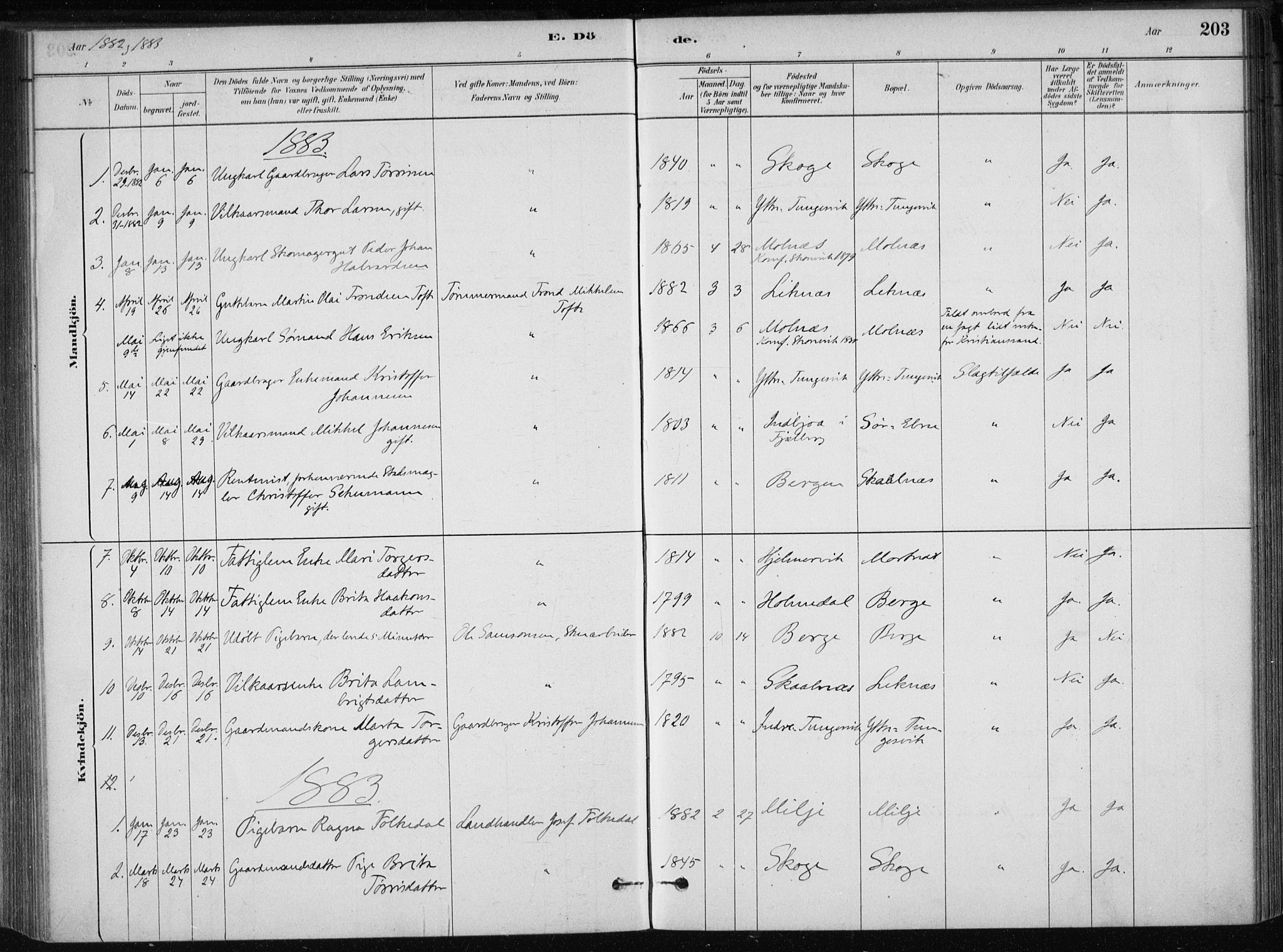 Skånevik sokneprestembete, AV/SAB-A-77801/H/Haa: Parish register (official) no. B 1, 1879-1914, p. 203