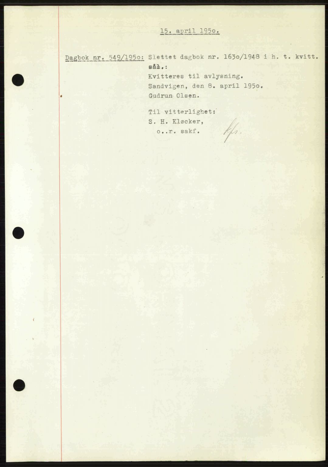 Nedenes sorenskriveri, AV/SAK-1221-0006/G/Gb/Gba/L0062: Mortgage book no. A14, 1949-1950, Diary no: : 549/1950