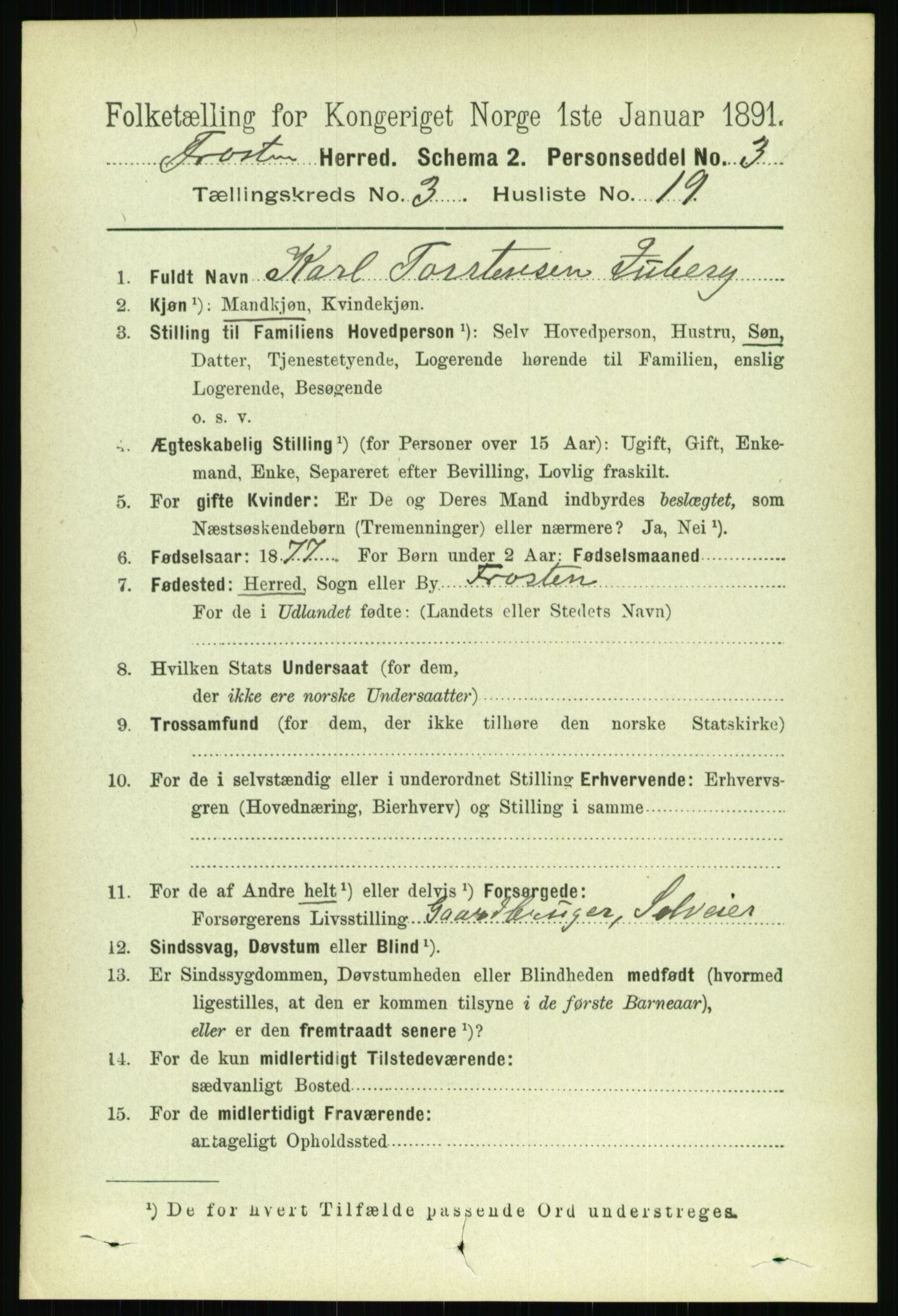 RA, 1891 census for 1717 Frosta, 1891, p. 2006