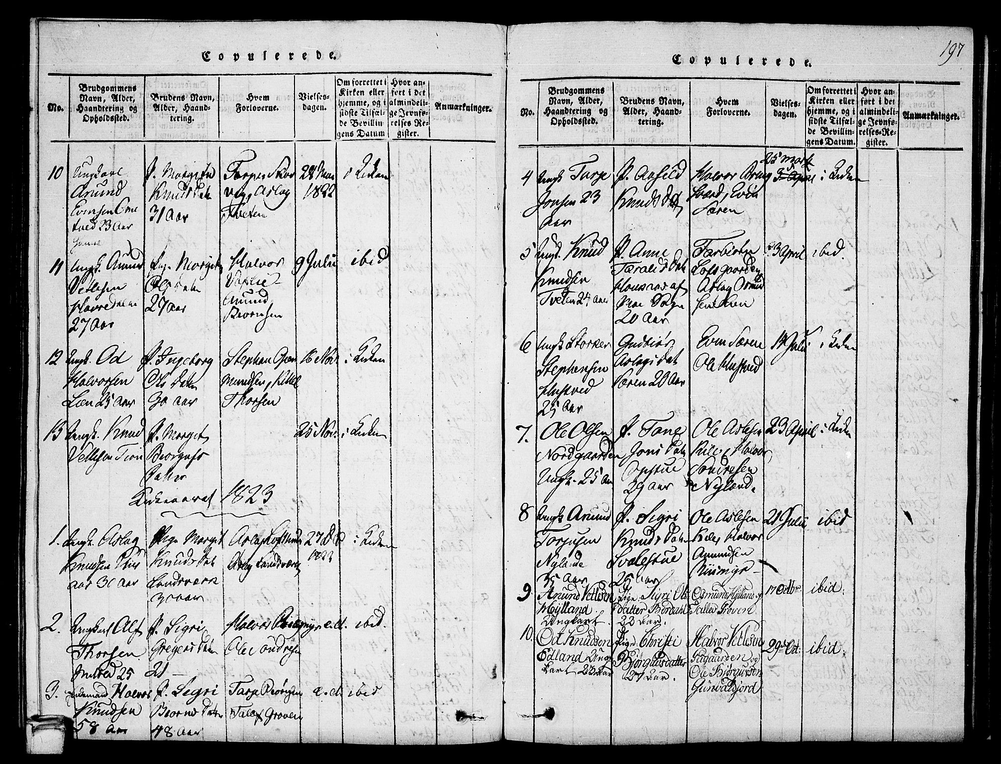 Vinje kirkebøker, SAKO/A-312/G/Ga/L0001: Parish register (copy) no. I 1, 1814-1843, p. 197