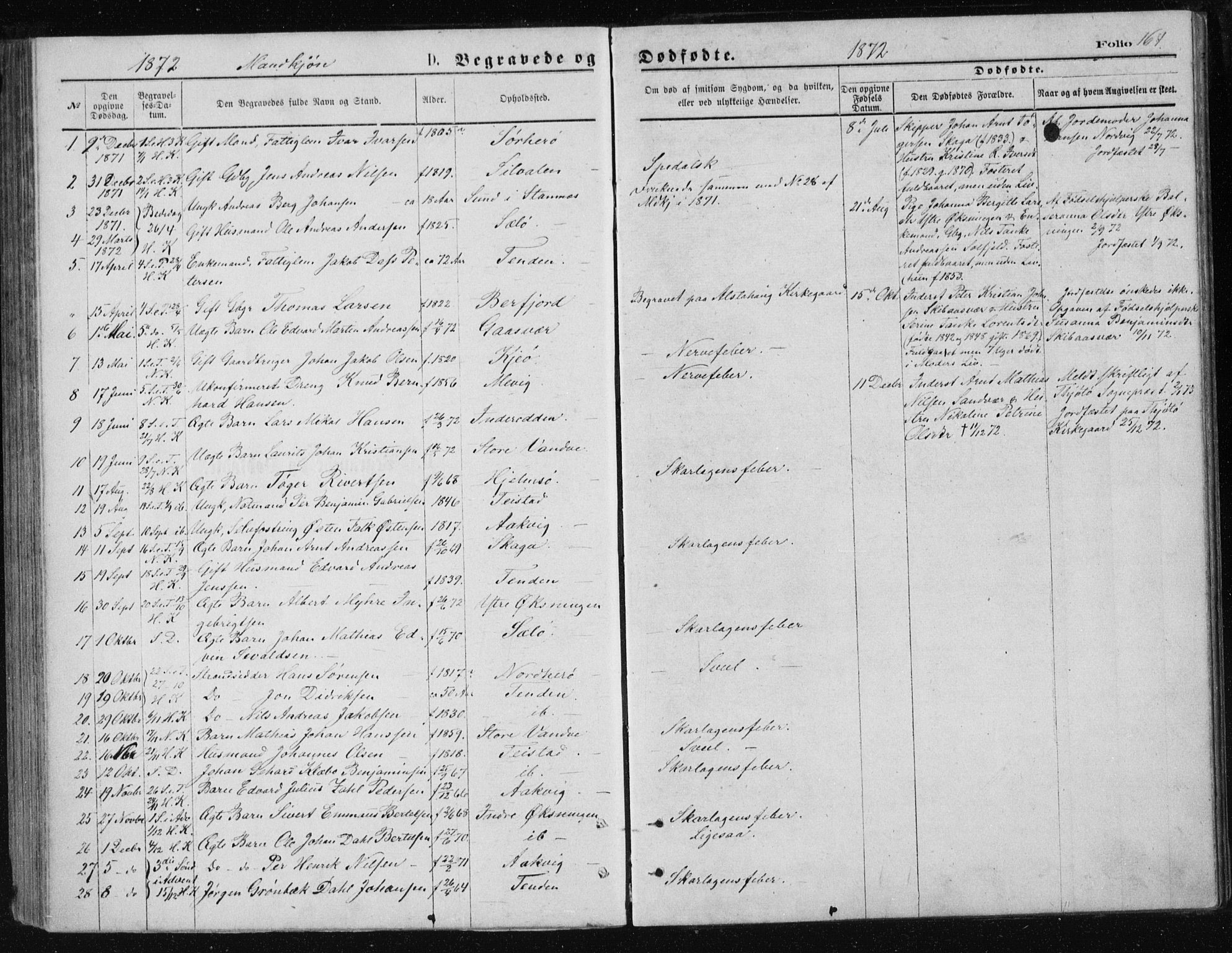 Ministerialprotokoller, klokkerbøker og fødselsregistre - Nordland, SAT/A-1459/834/L0506: Parish register (official) no. 834A04, 1872-1878, p. 164