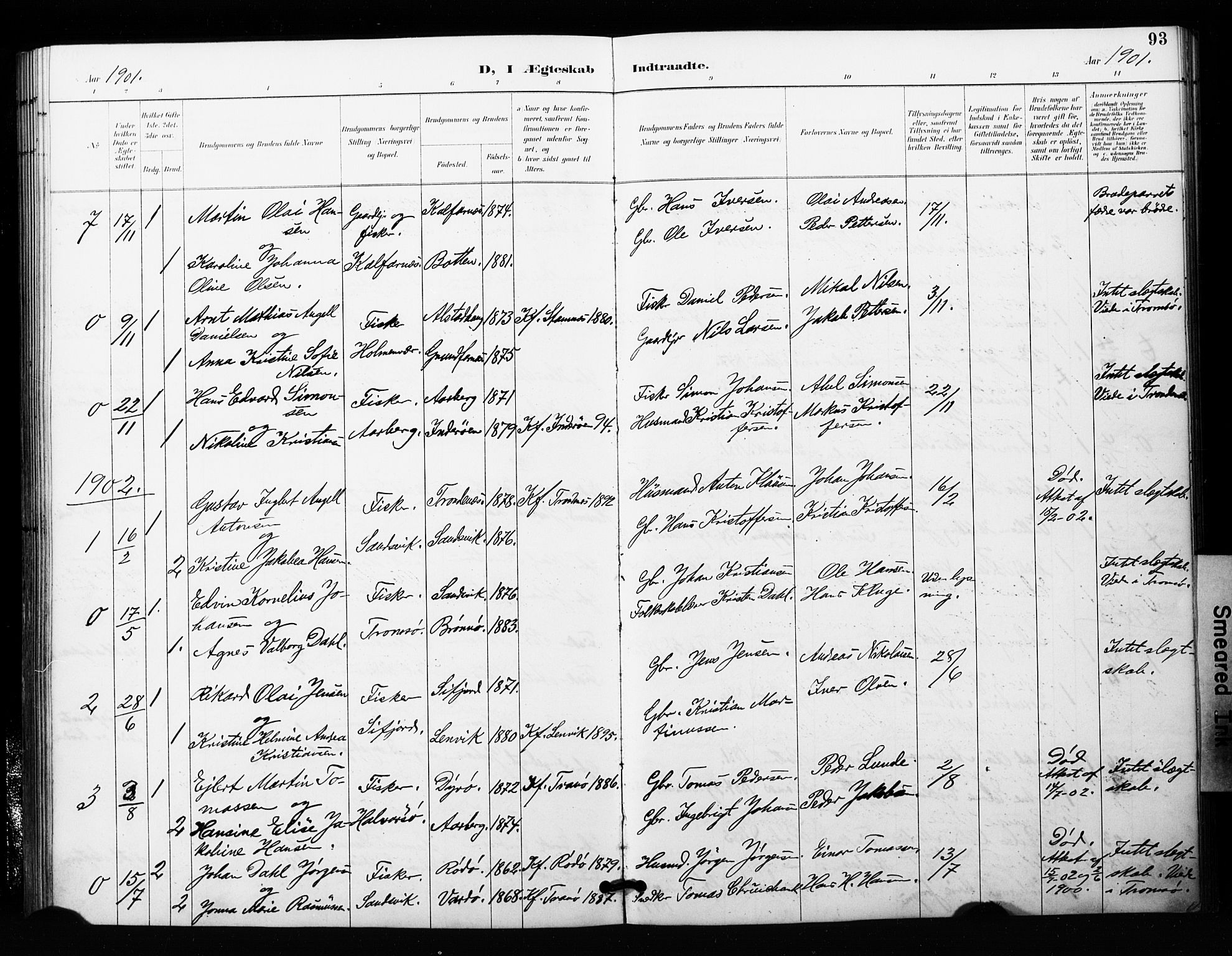 Berg sokneprestkontor, SATØ/S-1318/G/Ga/Gaa/L0006kirke: Parish register (official) no. 6, 1894-1904, p. 93