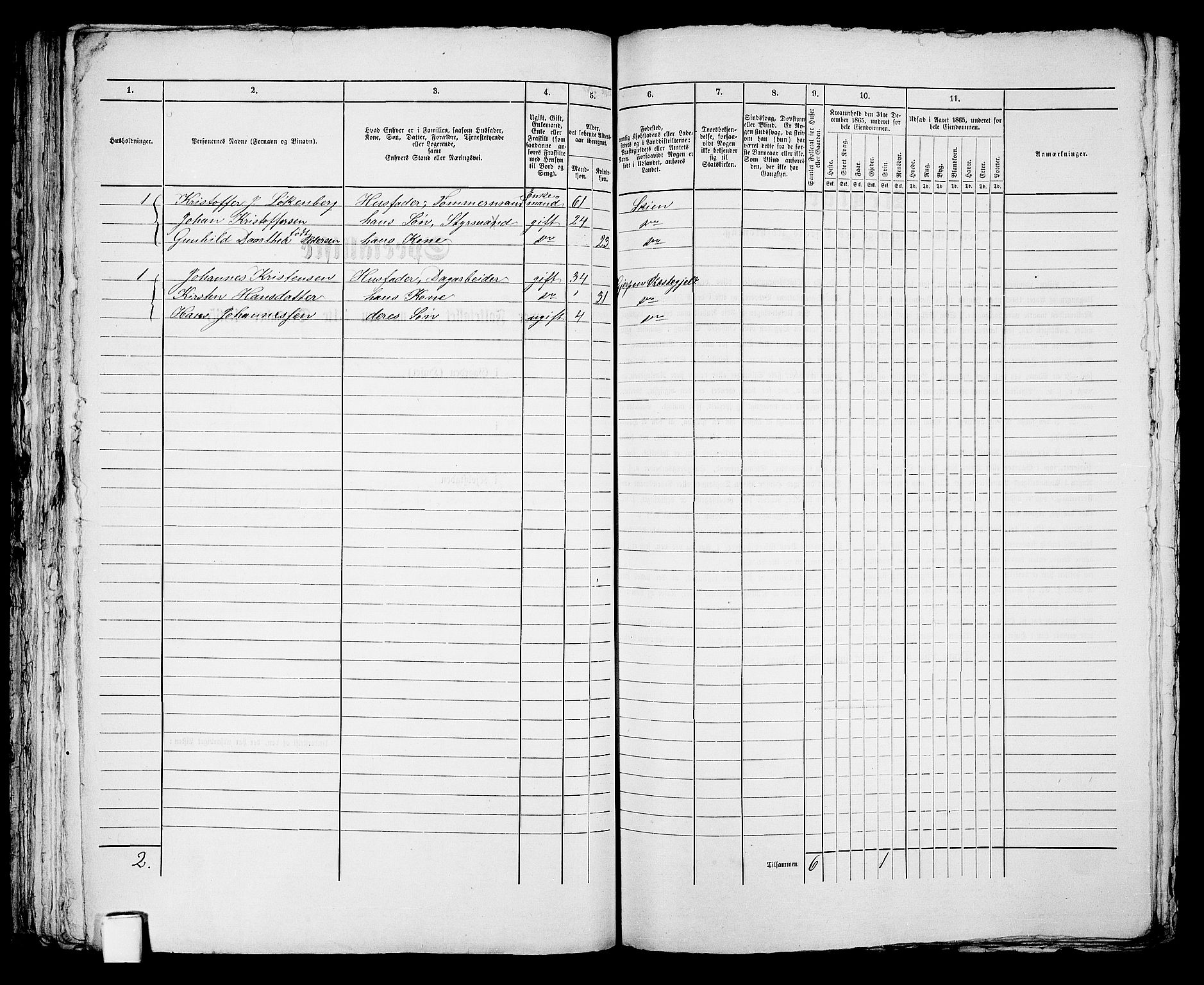 RA, 1865 census for Skien, 1865, p. 940