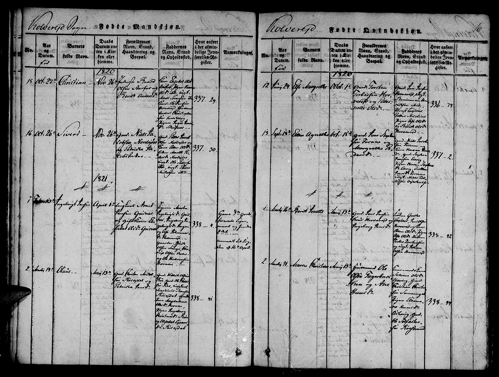 Ministerialprotokoller, klokkerbøker og fødselsregistre - Nord-Trøndelag, SAT/A-1458/780/L0636: Parish register (official) no. 780A03 /1, 1815-1830, p. 16