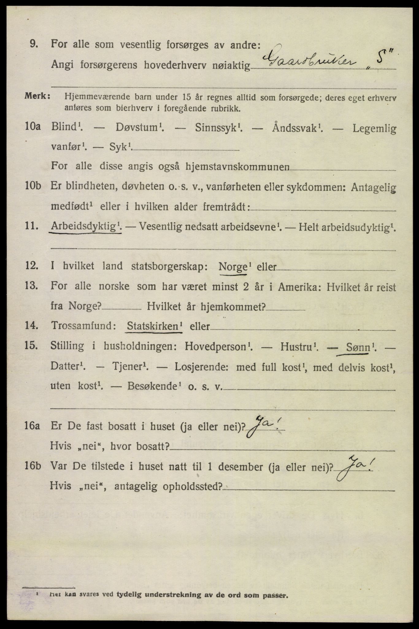 SAK, 1920 census for Froland, 1920, p. 4050