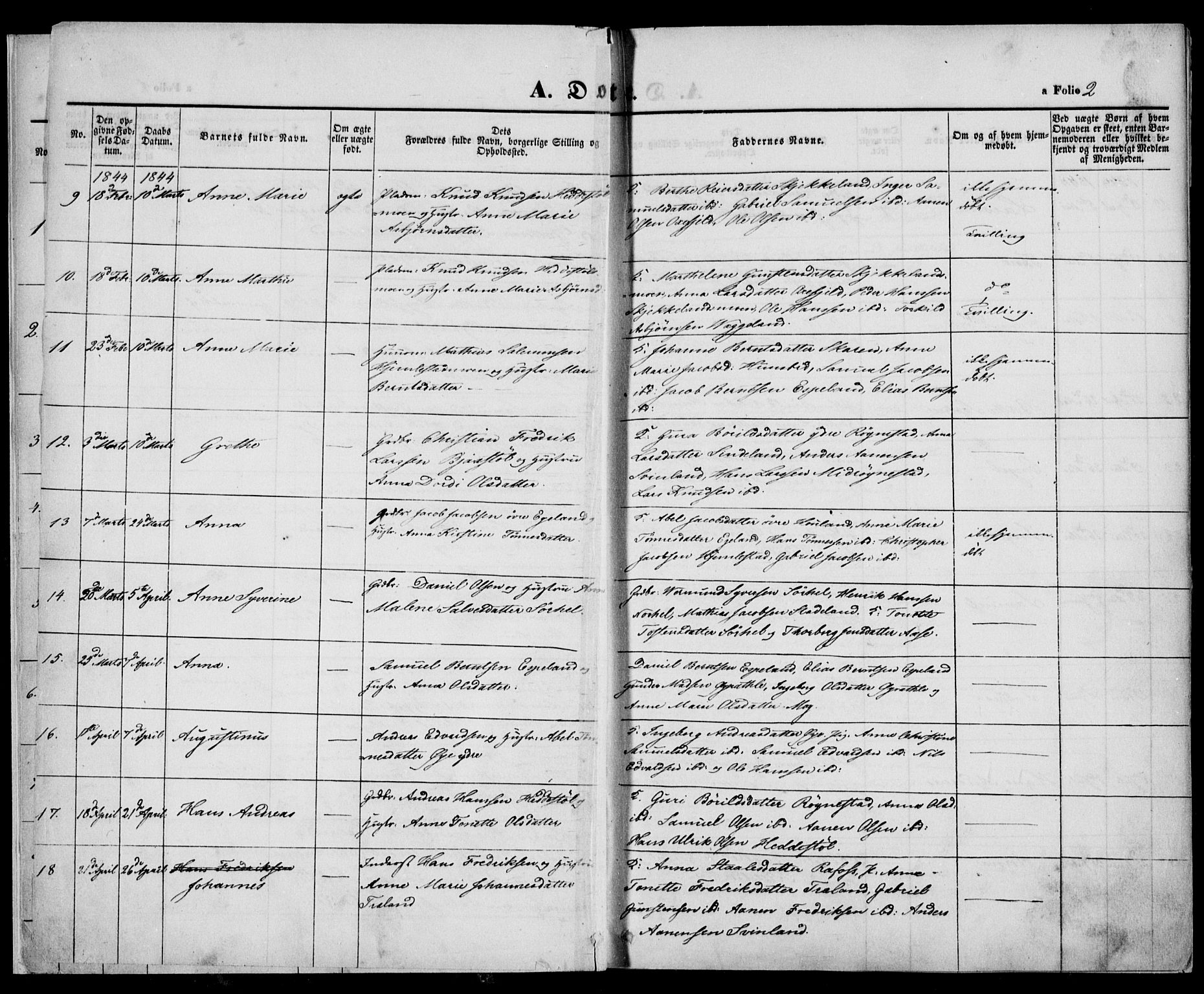 Kvinesdal sokneprestkontor, AV/SAK-1111-0026/F/Fa/Fab/L0005: Parish register (official) no. A 5, 1844-1857, p. 2