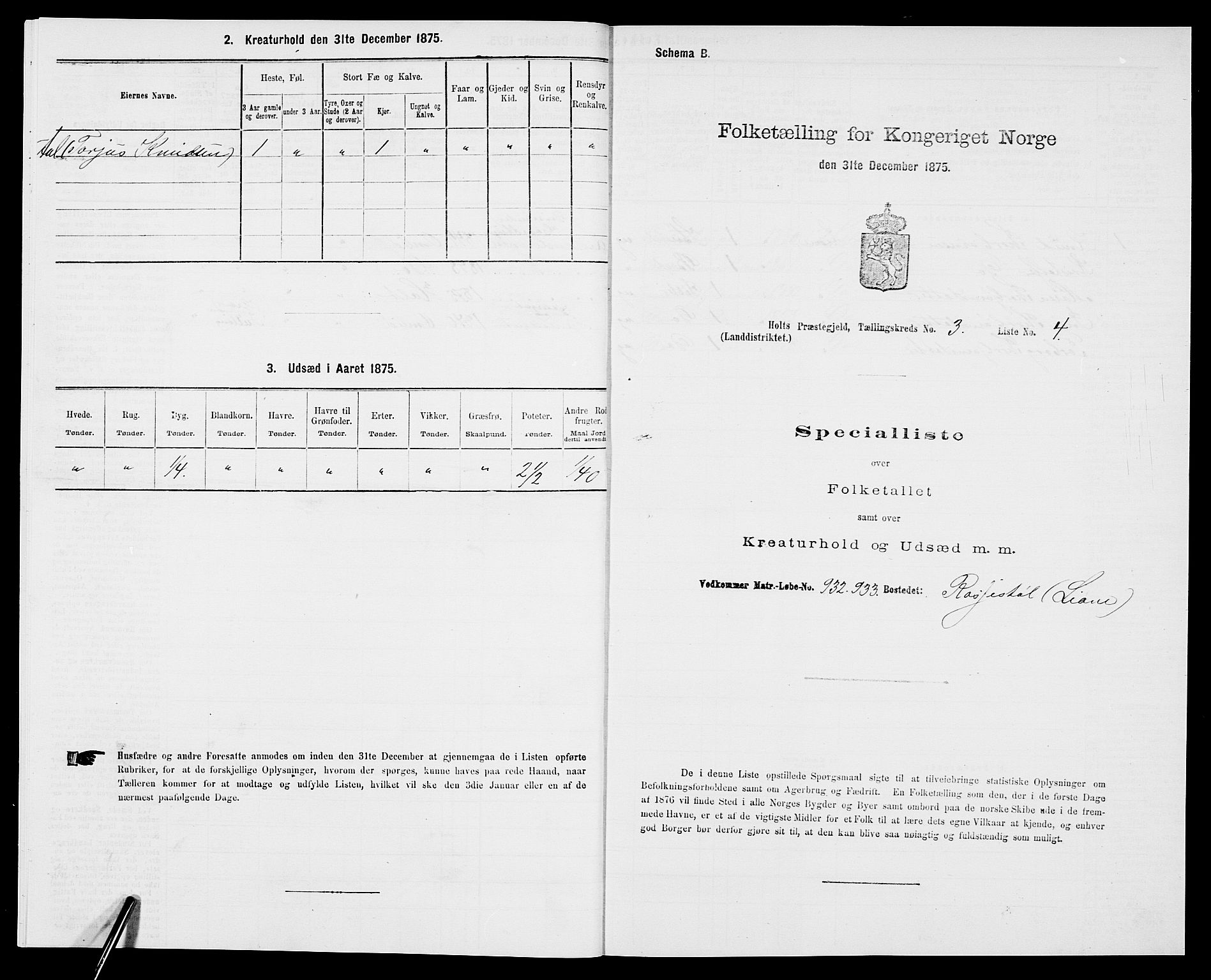 SAK, 1875 census for 0914L Holt/Holt, 1875, p. 412