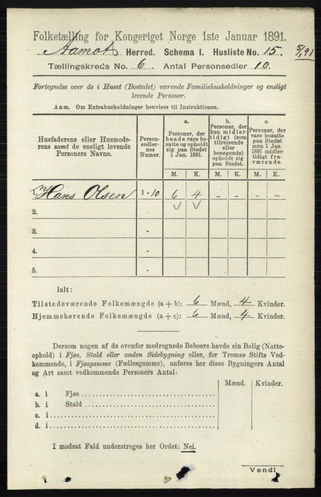 RA, 1891 census for 0429 Åmot, 1891, p. 2755