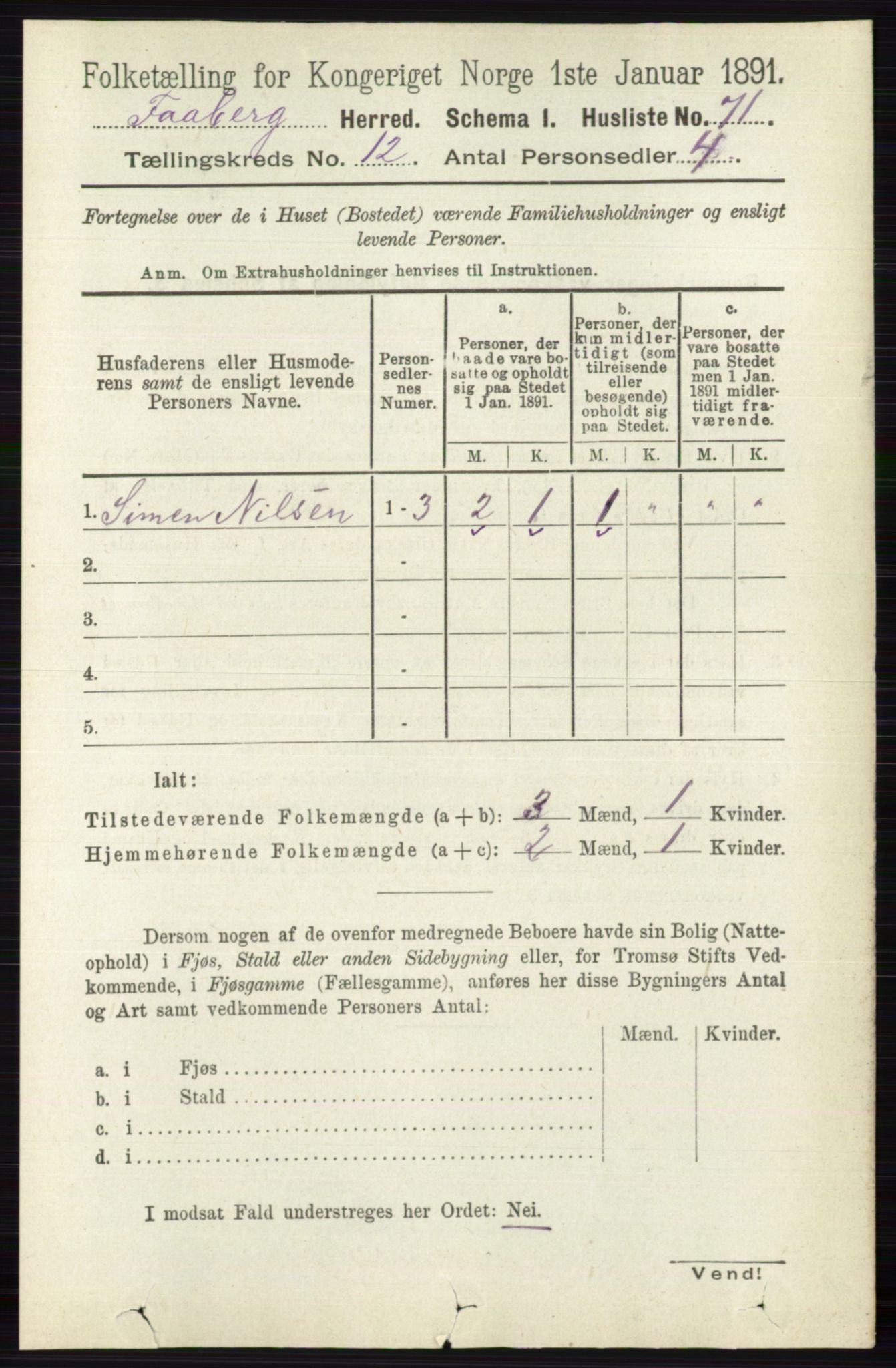 RA, 1891 census for 0524 Fåberg, 1891, p. 4763