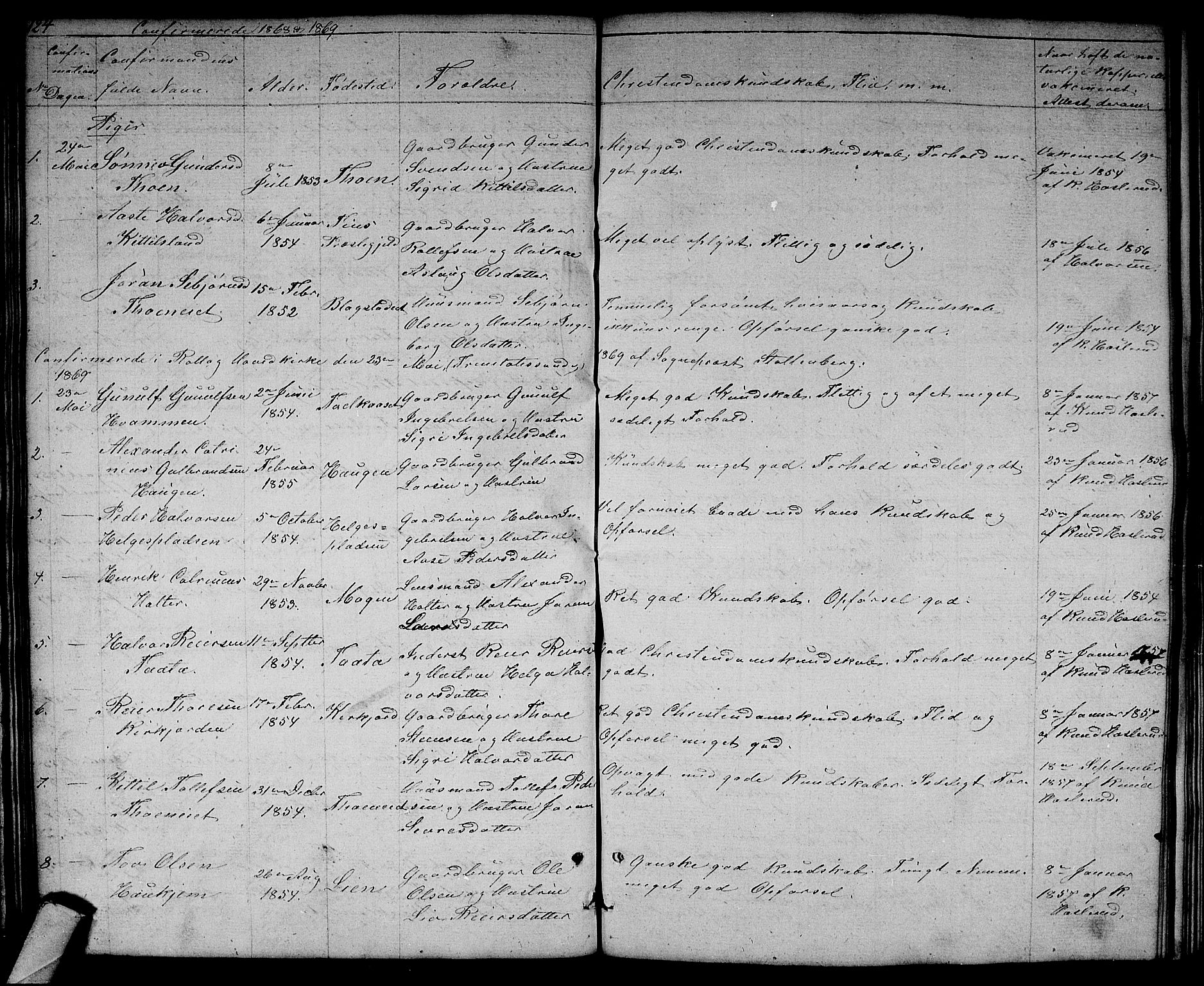 Rollag kirkebøker, SAKO/A-240/G/Gb/L0001: Parish register (copy) no. II 1, 1836-1877, p. 124