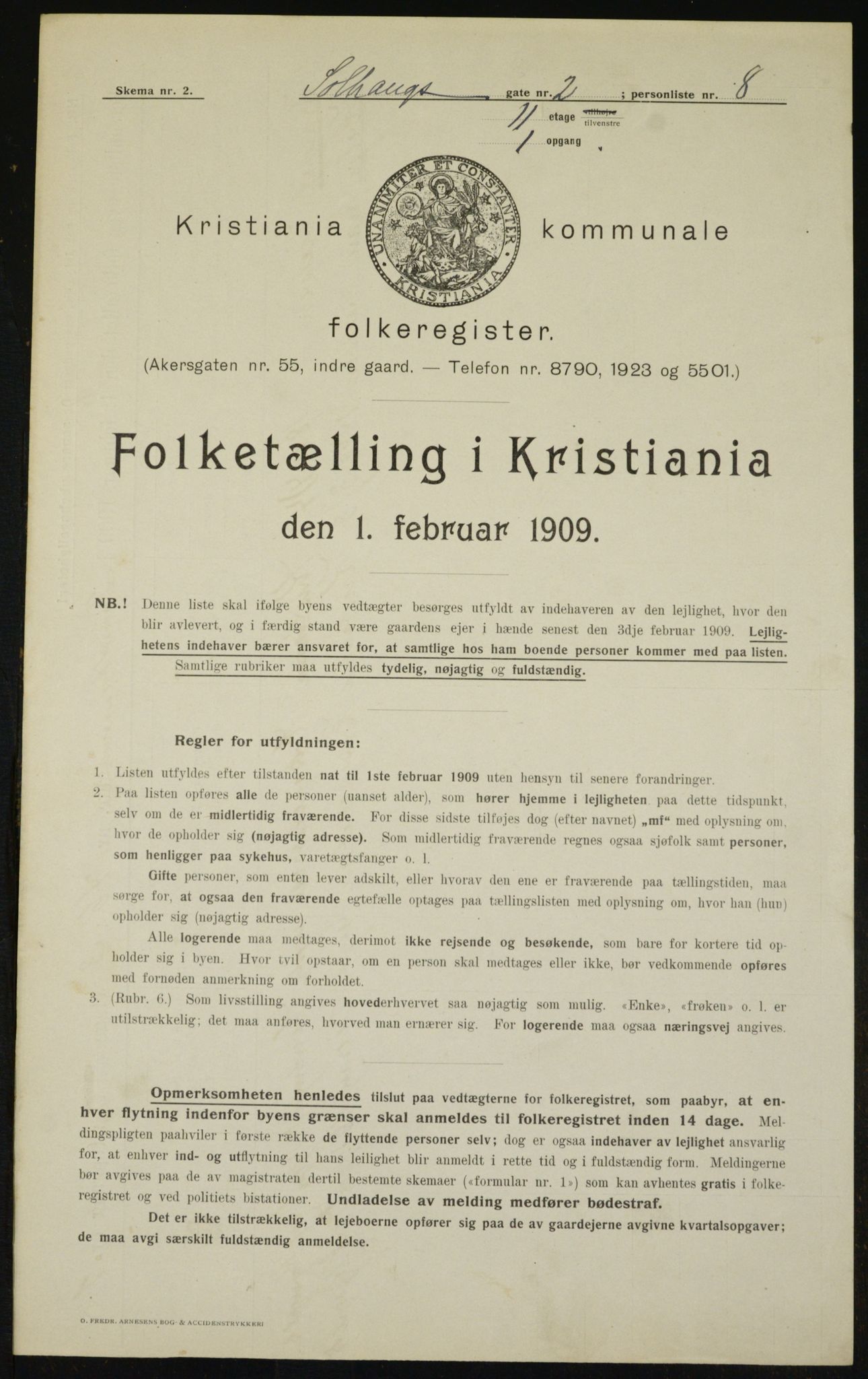 OBA, Municipal Census 1909 for Kristiania, 1909, p. 90143