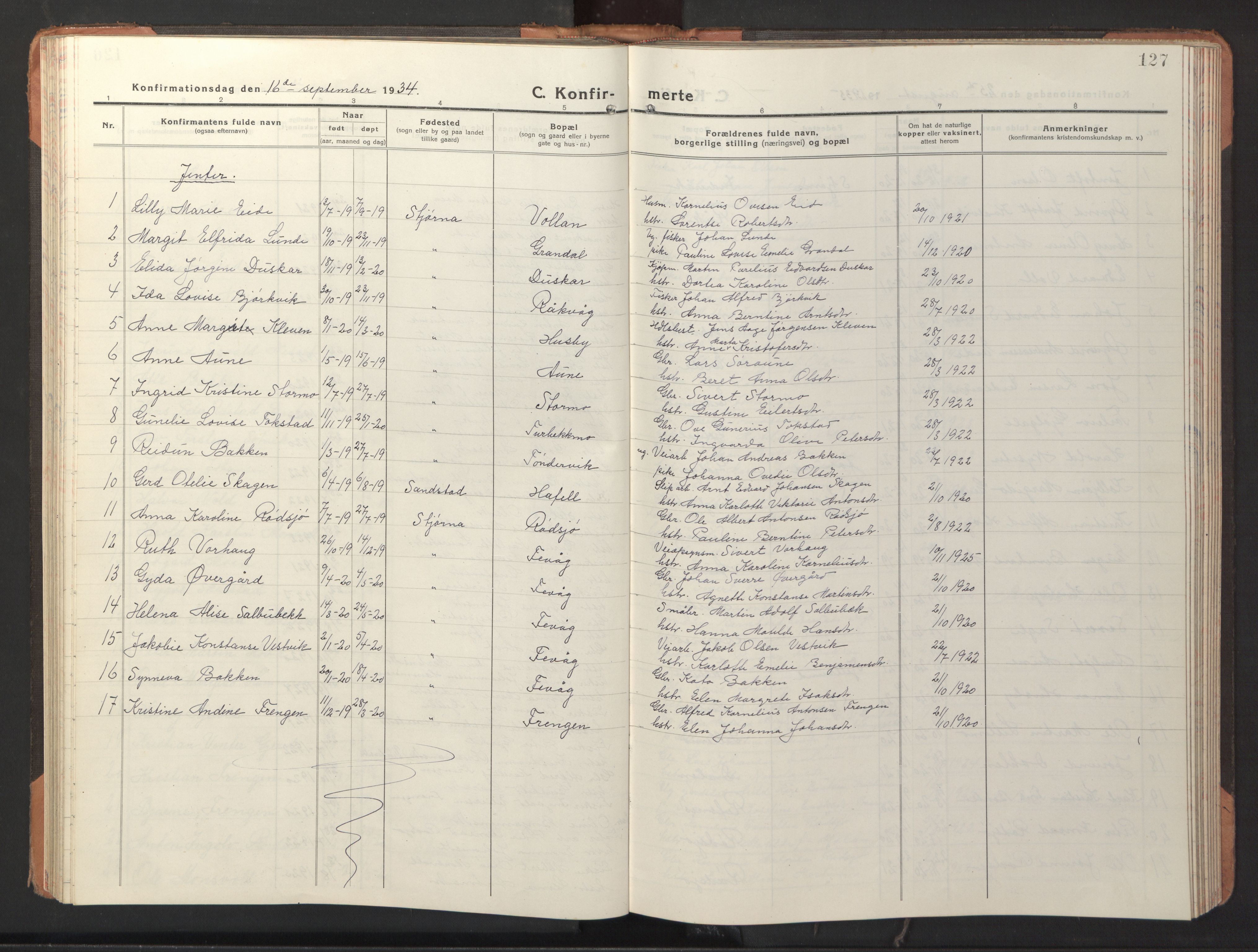 Ministerialprotokoller, klokkerbøker og fødselsregistre - Sør-Trøndelag, SAT/A-1456/653/L0658: Parish register (copy) no. 653C02, 1919-1947, p. 127