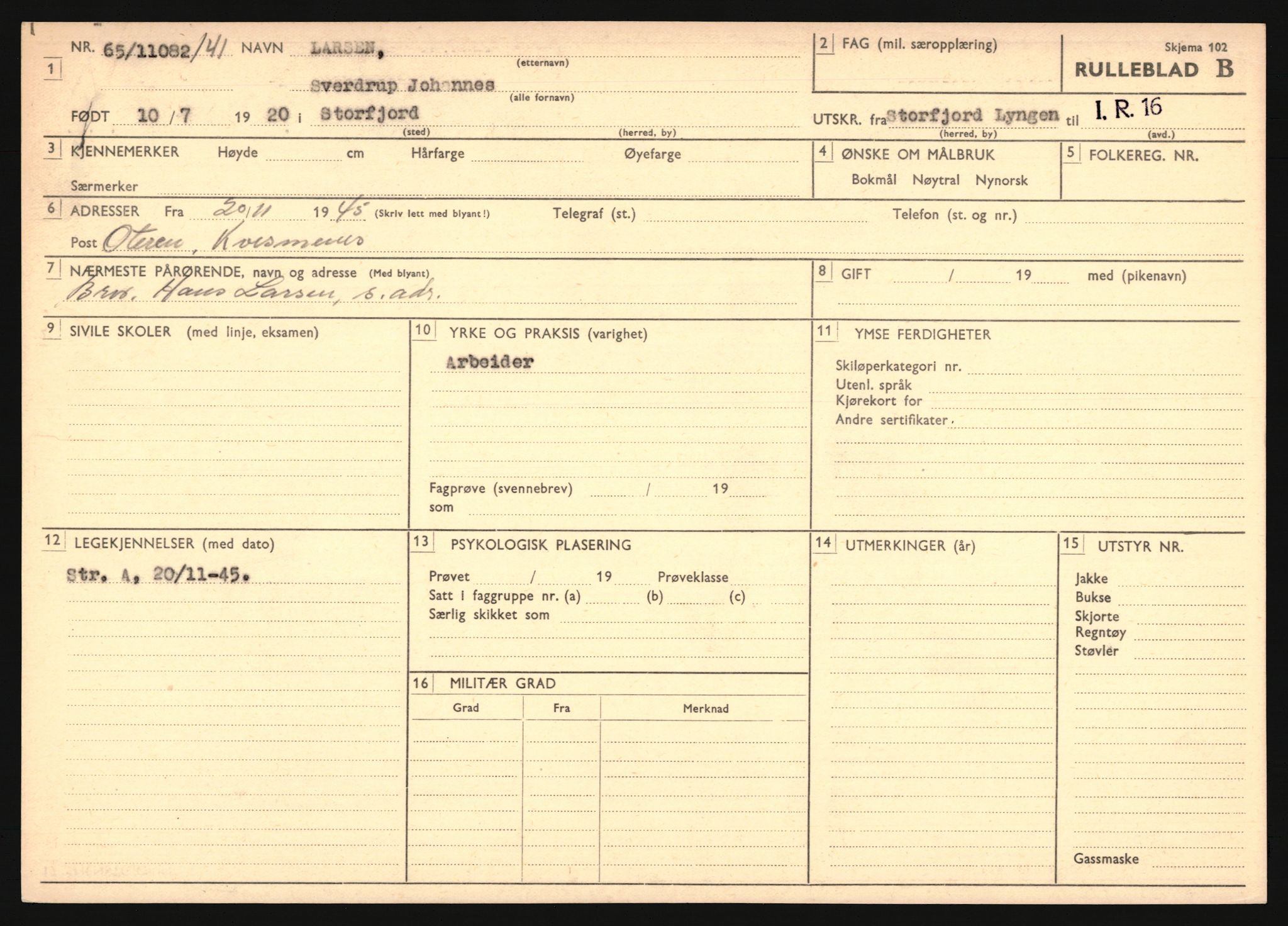 Forsvaret, Troms infanteriregiment nr. 16, AV/RA-RAFA-3146/P/Pa/L0024/0002: Rulleblad / Rulleblad for regimentets menige mannskaper, årsklasse 1941, 1941, p. 268