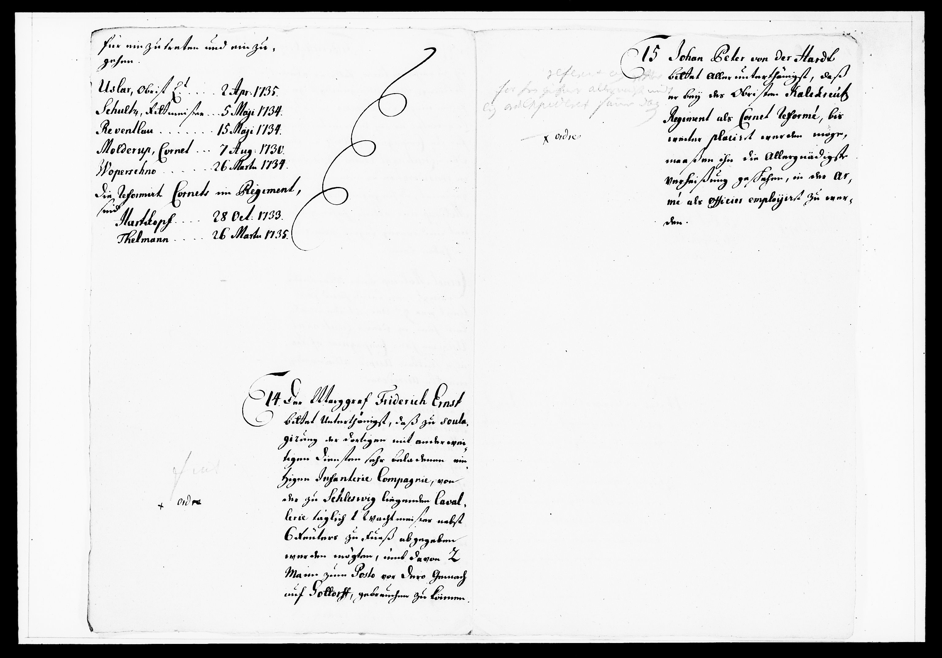 Krigskollegiet, Krigskancelliet, DRA/A-0006/-/1130-1137: Refererede sager, 1736, p. 21