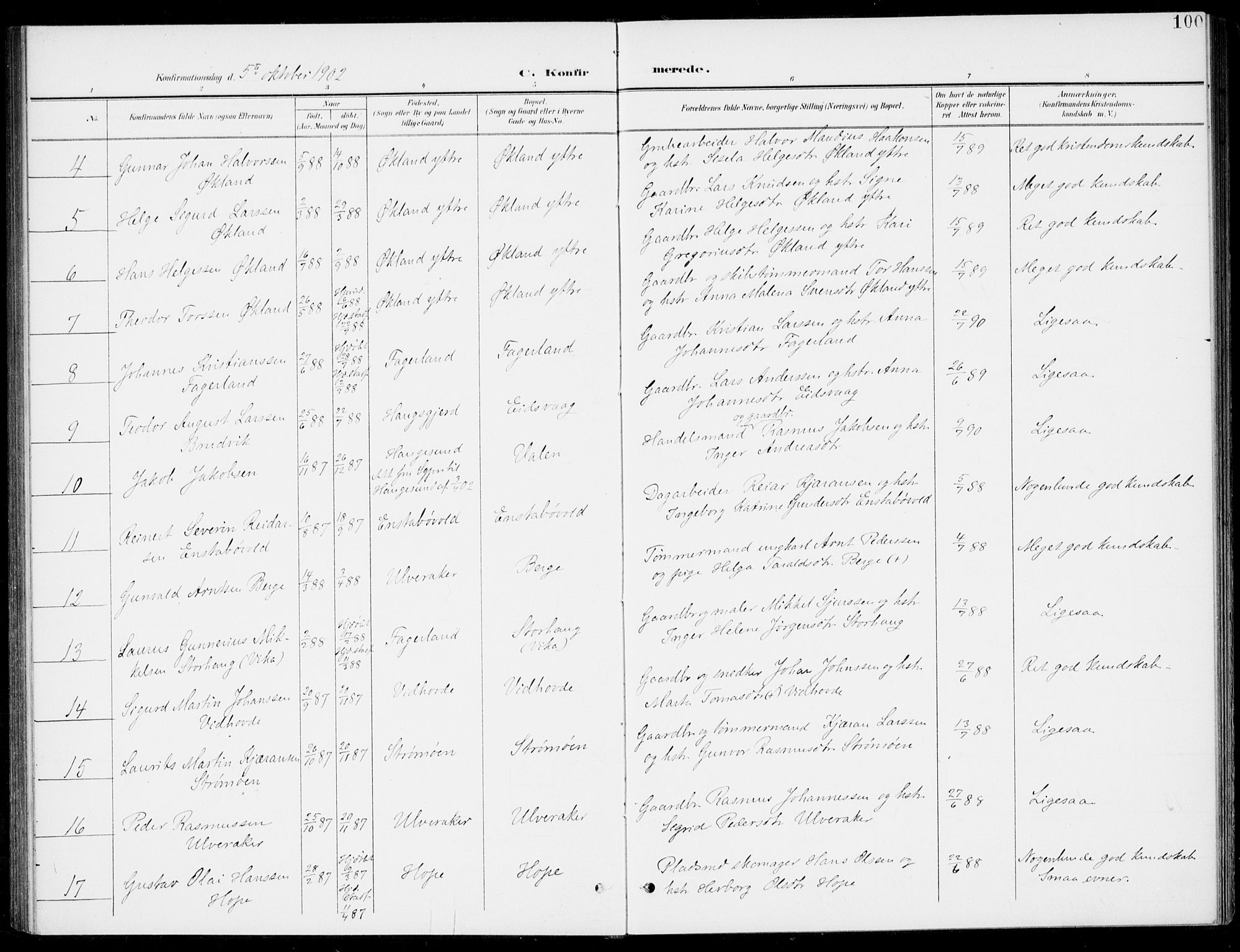 Sveio Sokneprestembete, AV/SAB-A-78501/H/Haa: Parish register (official) no. C 3, 1899-1916, p. 100