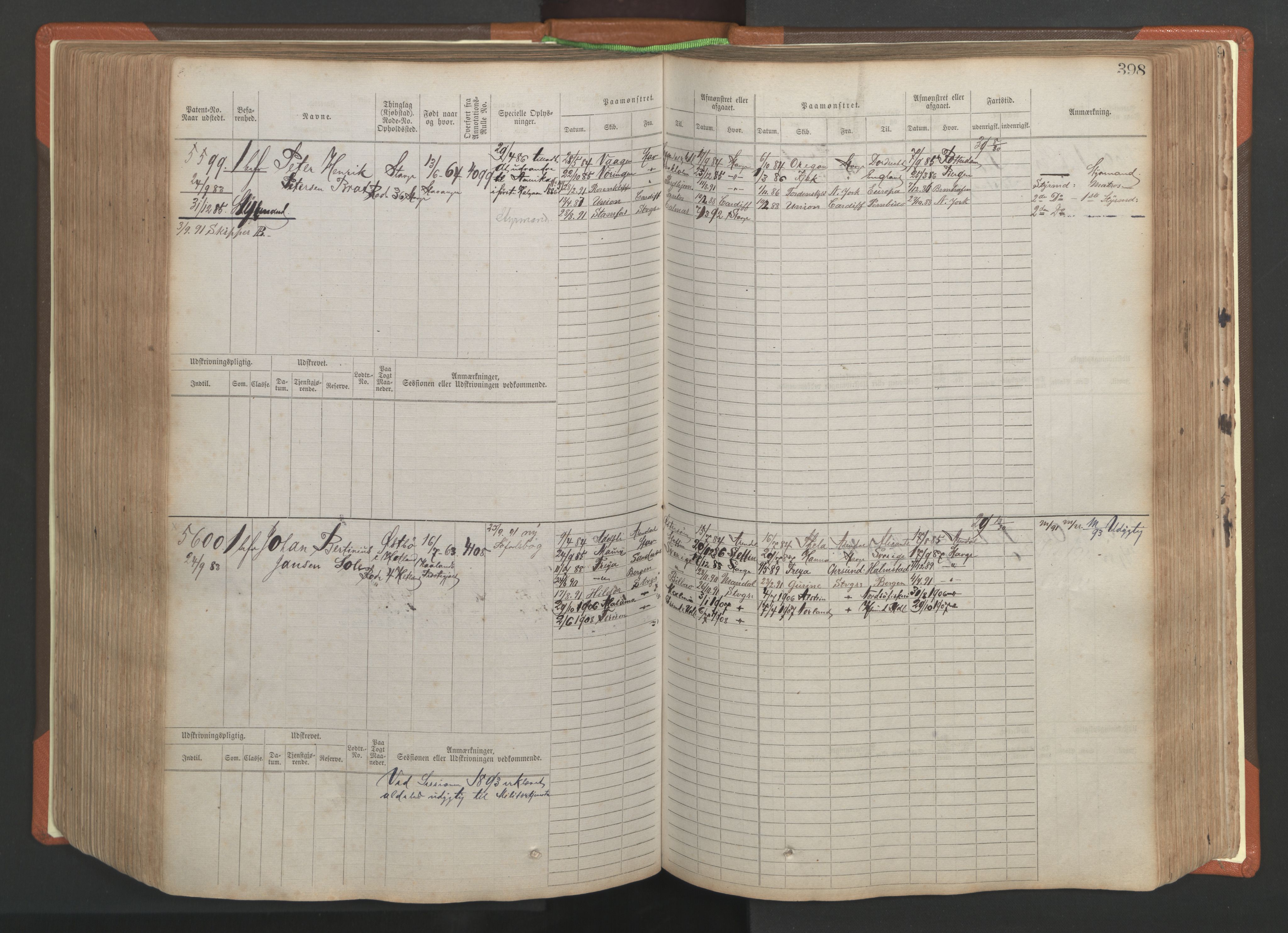 Stavanger sjømannskontor, AV/SAST-A-102006/F/Fb/Fbb/L0009: Sjøfartshovedrulle, patentnr. 4805-6006, 1879-1887, p. 404