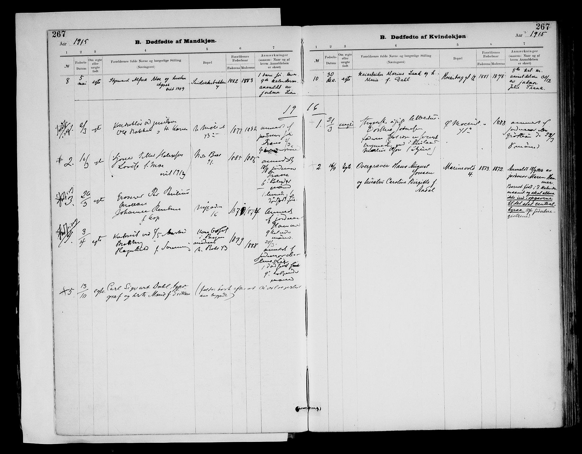 Ministerialprotokoller, klokkerbøker og fødselsregistre - Sør-Trøndelag, SAT/A-1456/604/L0203: Parish register (official) no. 604A23, 1908-1916, p. 267