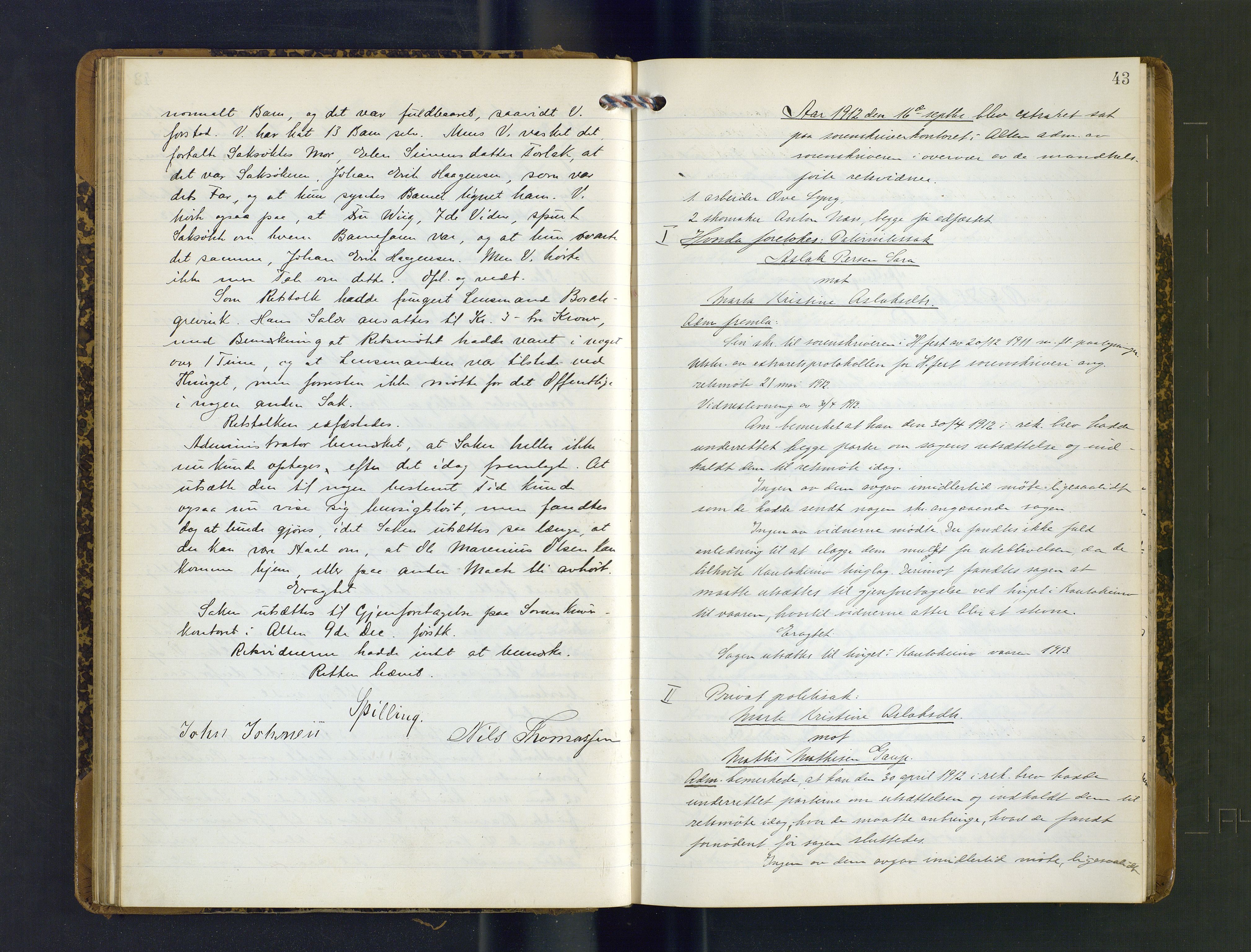 Alta fogderi/sorenskriveri, AV/SATØ-SATØ-5/1/J/Jb/L0182: Ekstrarettsprotokoll, 1910-1922, p. 43