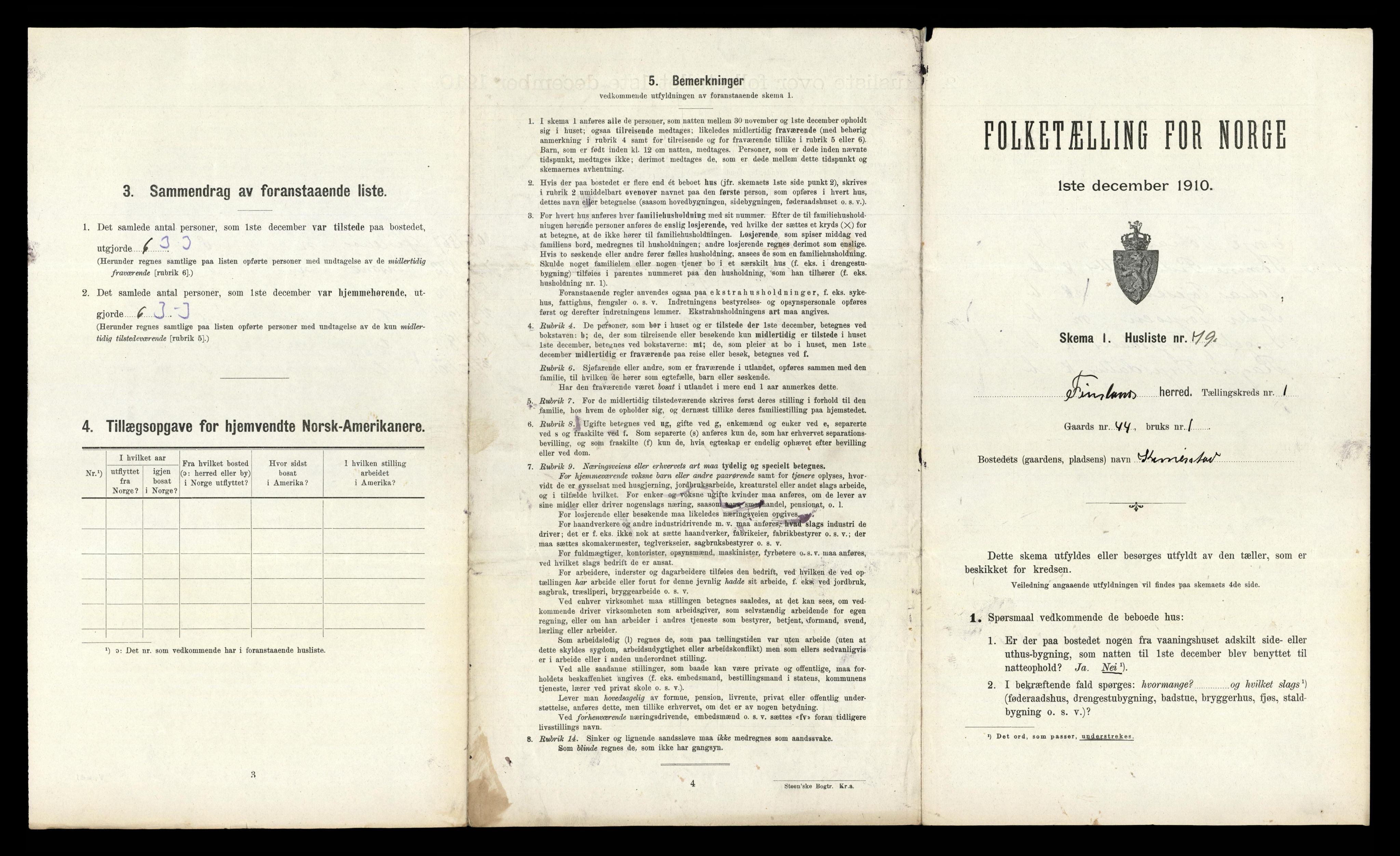 RA, 1910 census for Finsland, 1910, p. 170