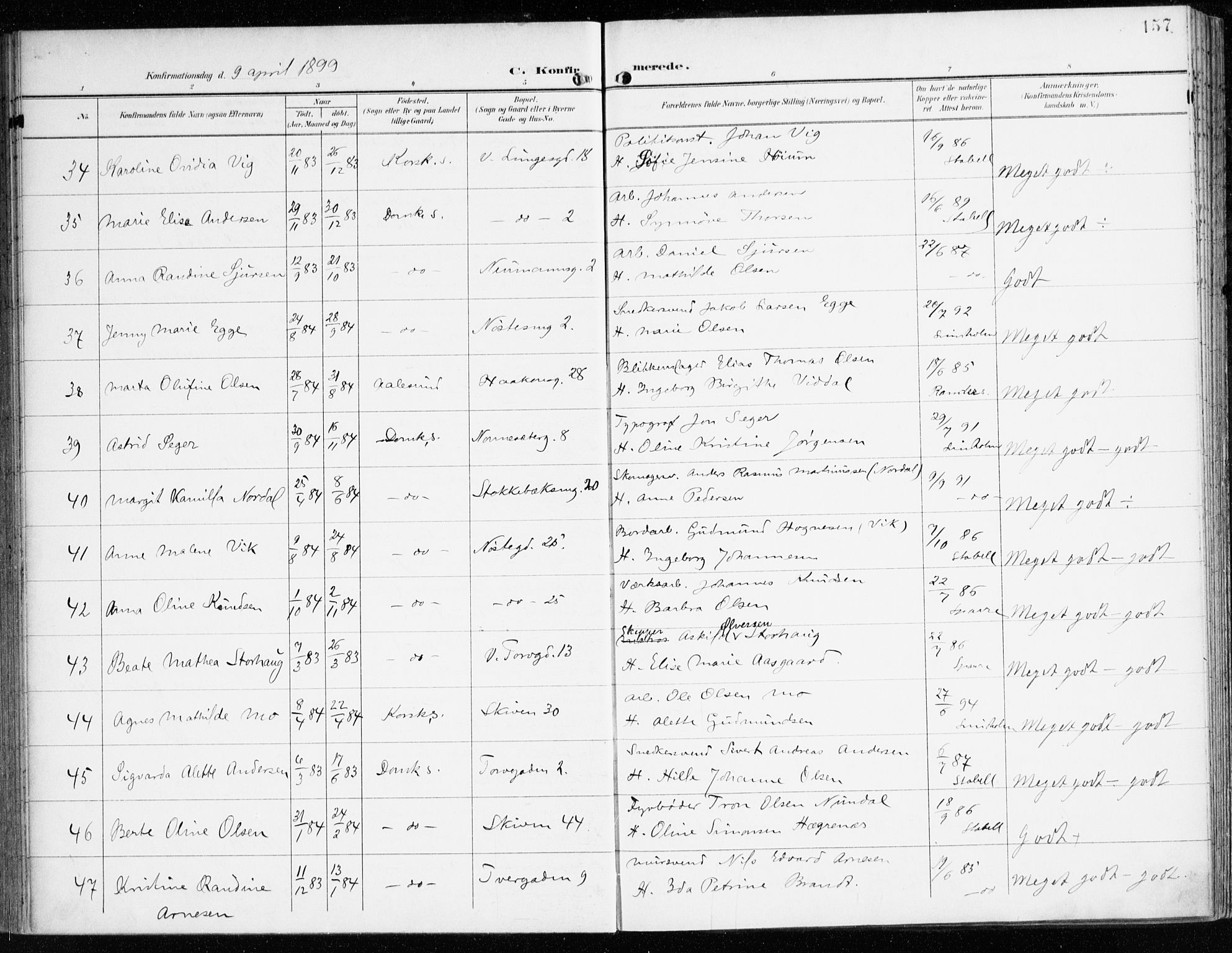 Domkirken sokneprestembete, SAB/A-74801/H/Haa/L0031: Parish register (official) no. C 6, 1898-1915, p. 157