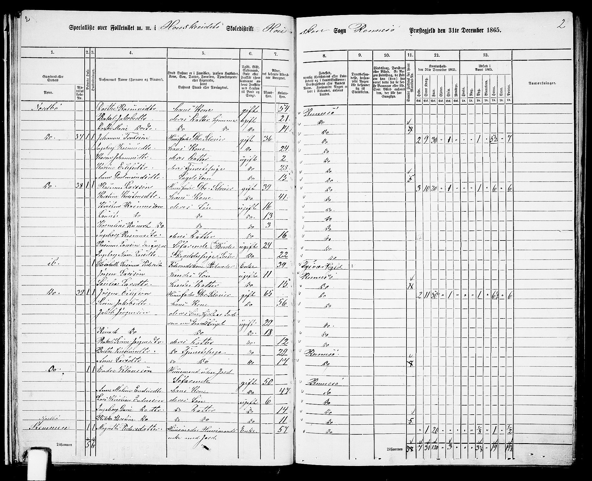 RA, 1865 census for Rennesøy, 1865, p. 25