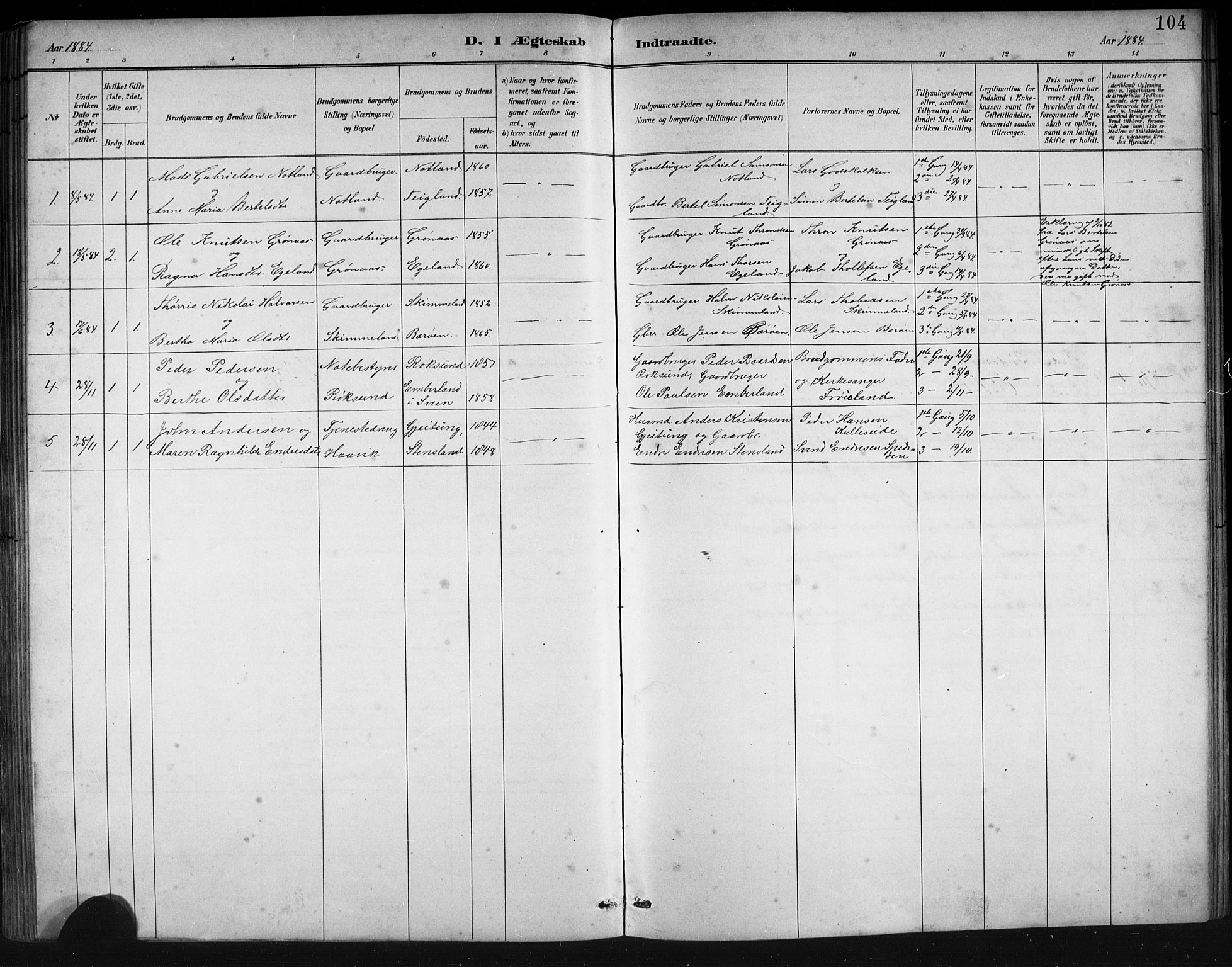 Finnås sokneprestembete, SAB/A-99925/H/Ha/Hab/Haba/L0003: Parish register (copy) no. A 3, 1883-1900, p. 104