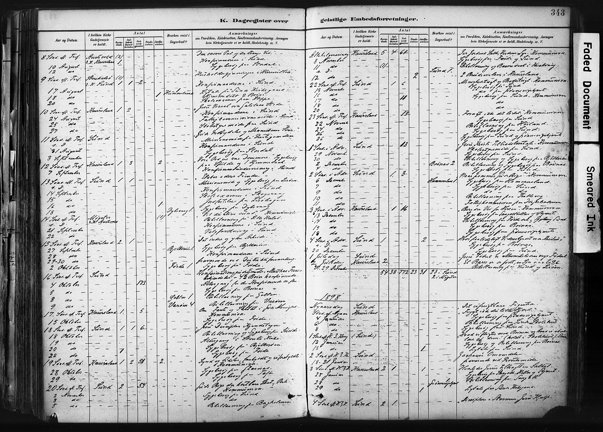 Sund sokneprestembete, AV/SAB-A-99930: Parish register (official) no. B 1, 1882-1907, p. 343