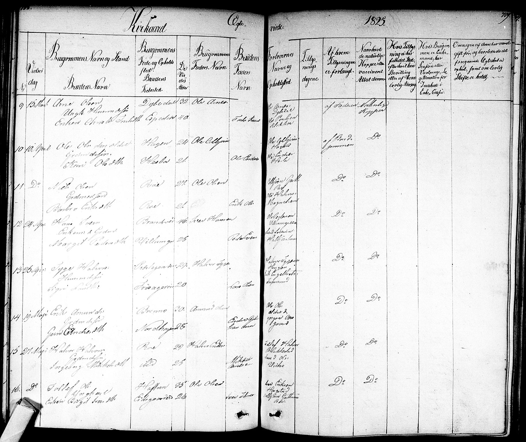 Nes kirkebøker, AV/SAKO-A-236/F/Fa/L0008: Parish register (official) no. 8, 1824-1834, p. 708-709