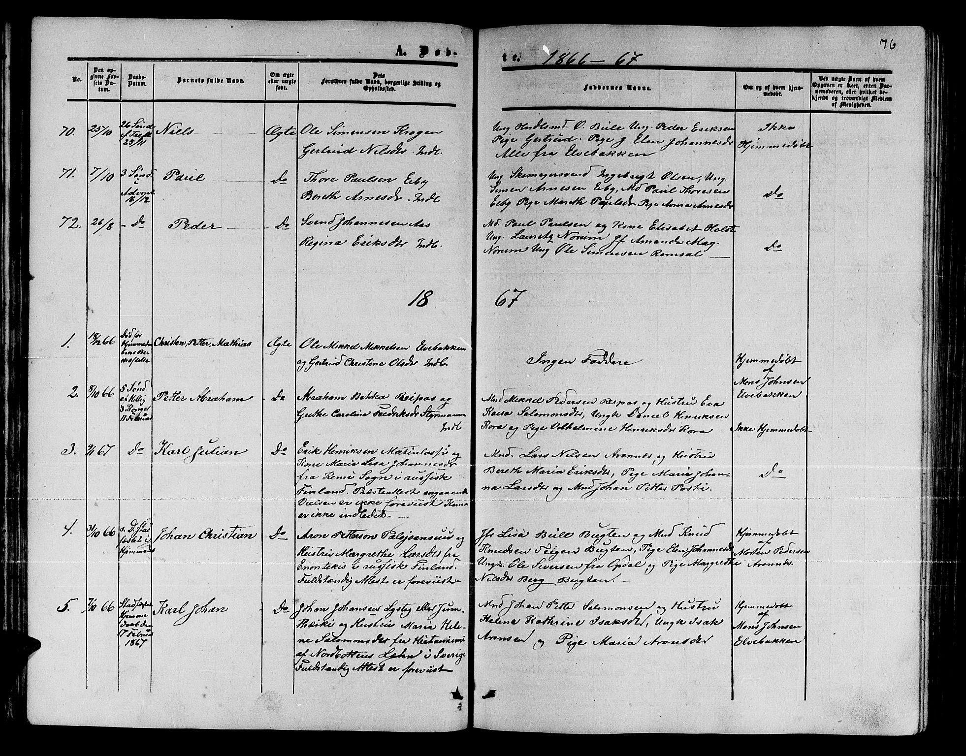 Alta sokneprestkontor, AV/SATØ-S-1338/H/Hb/L0001.klokk: Parish register (copy) no. 1, 1858-1878, p. 75-76