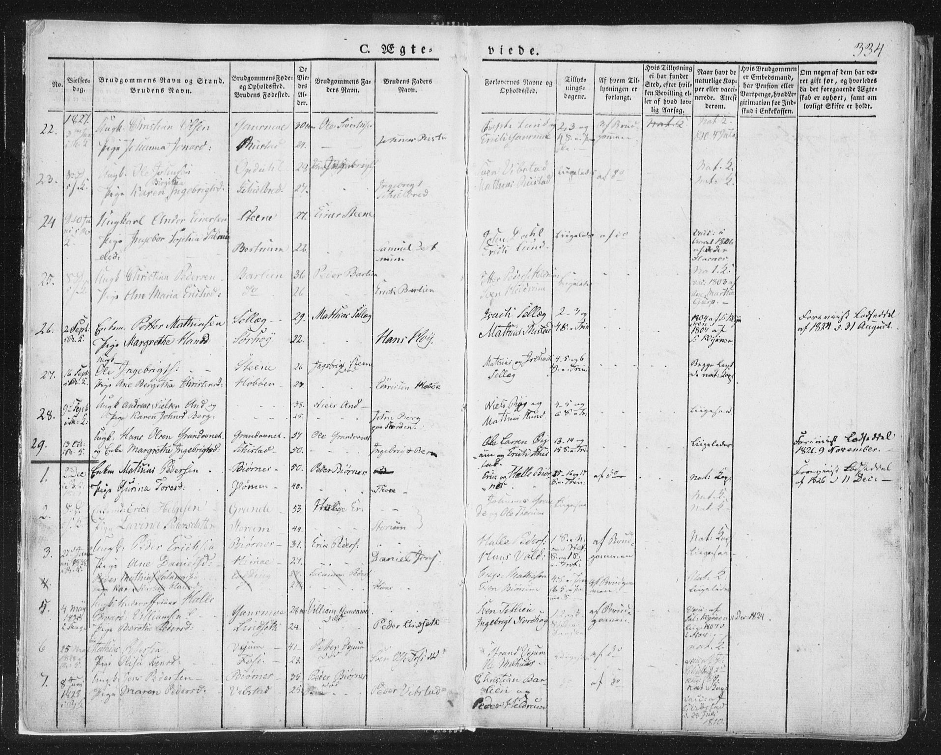 Ministerialprotokoller, klokkerbøker og fødselsregistre - Nord-Trøndelag, AV/SAT-A-1458/764/L0552: Parish register (official) no. 764A07b, 1824-1865, p. 334