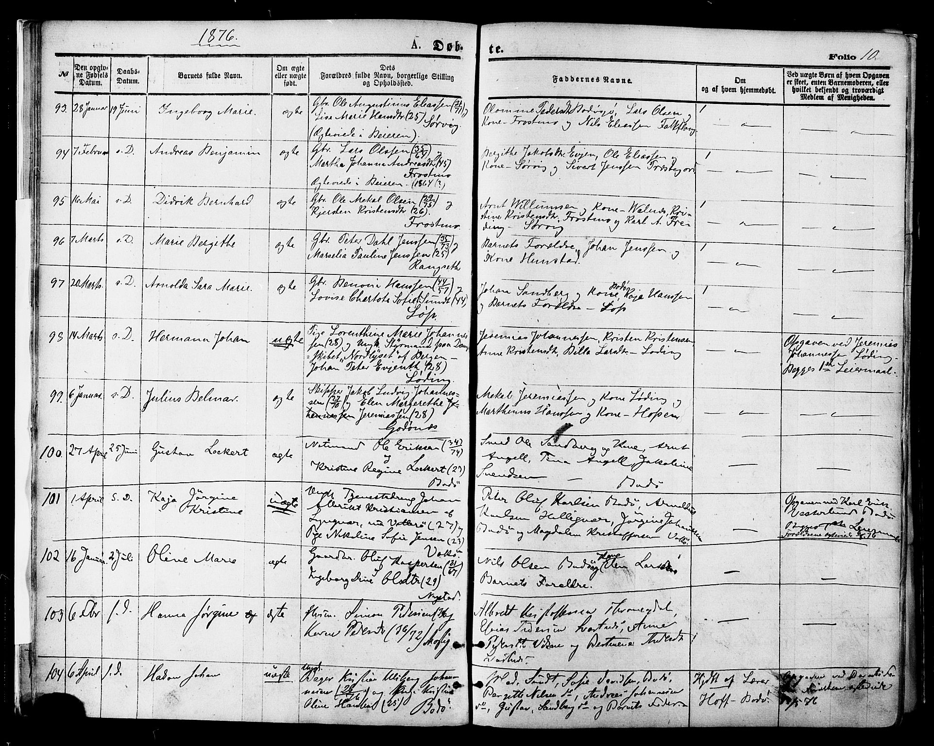 Ministerialprotokoller, klokkerbøker og fødselsregistre - Nordland, SAT/A-1459/801/L0009: Parish register (official) no. 801A09, 1876-1883, p. 10