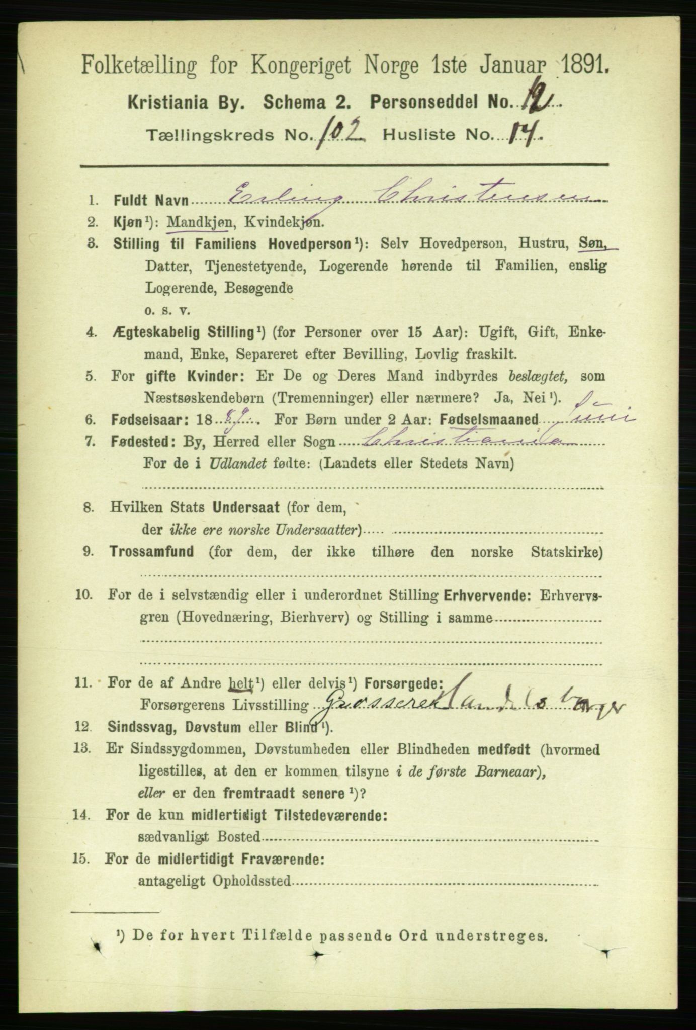 RA, 1891 census for 0301 Kristiania, 1891, p. 50910