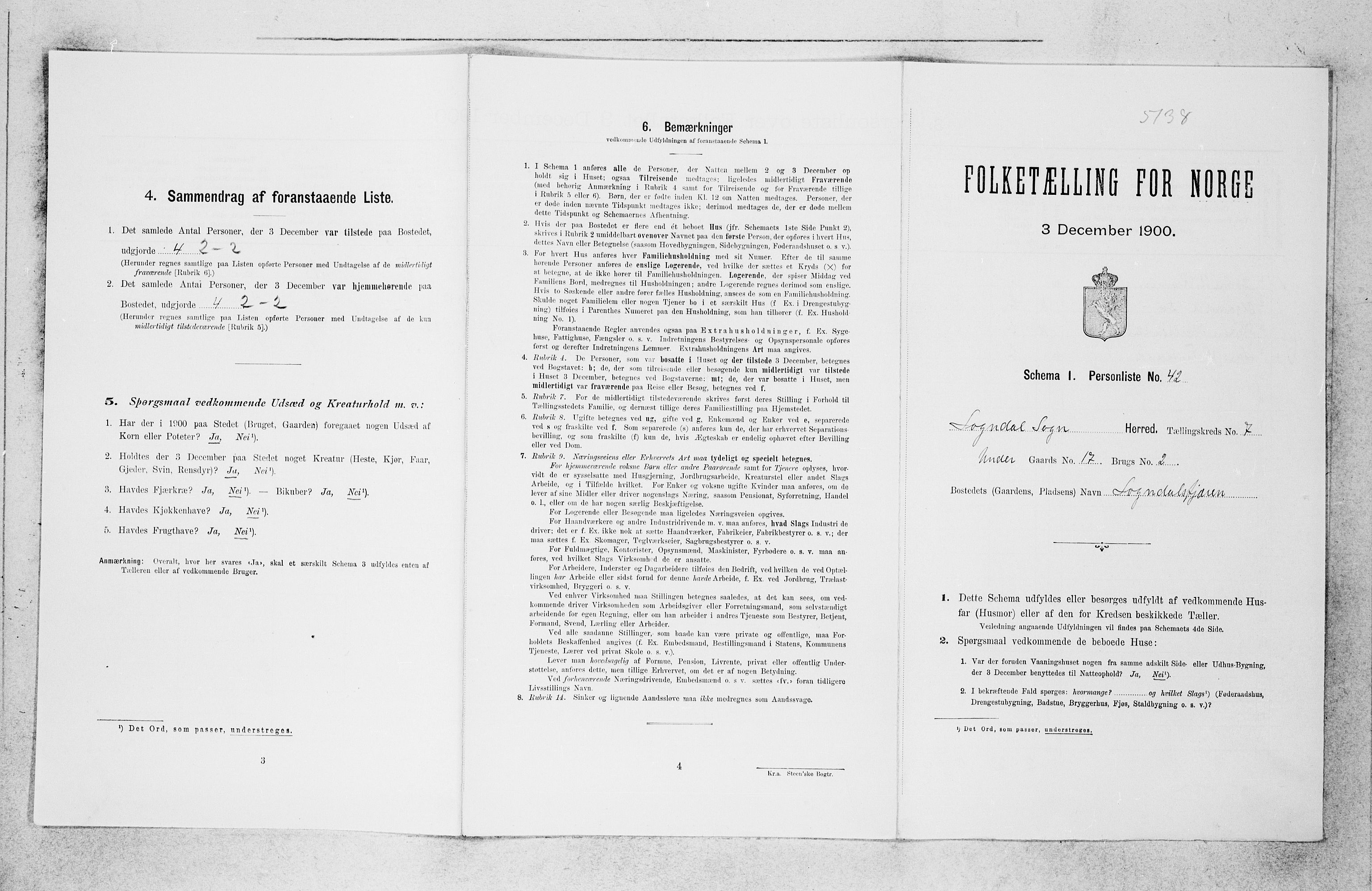 SAB, 1900 census for Sogndal, 1900, p. 573