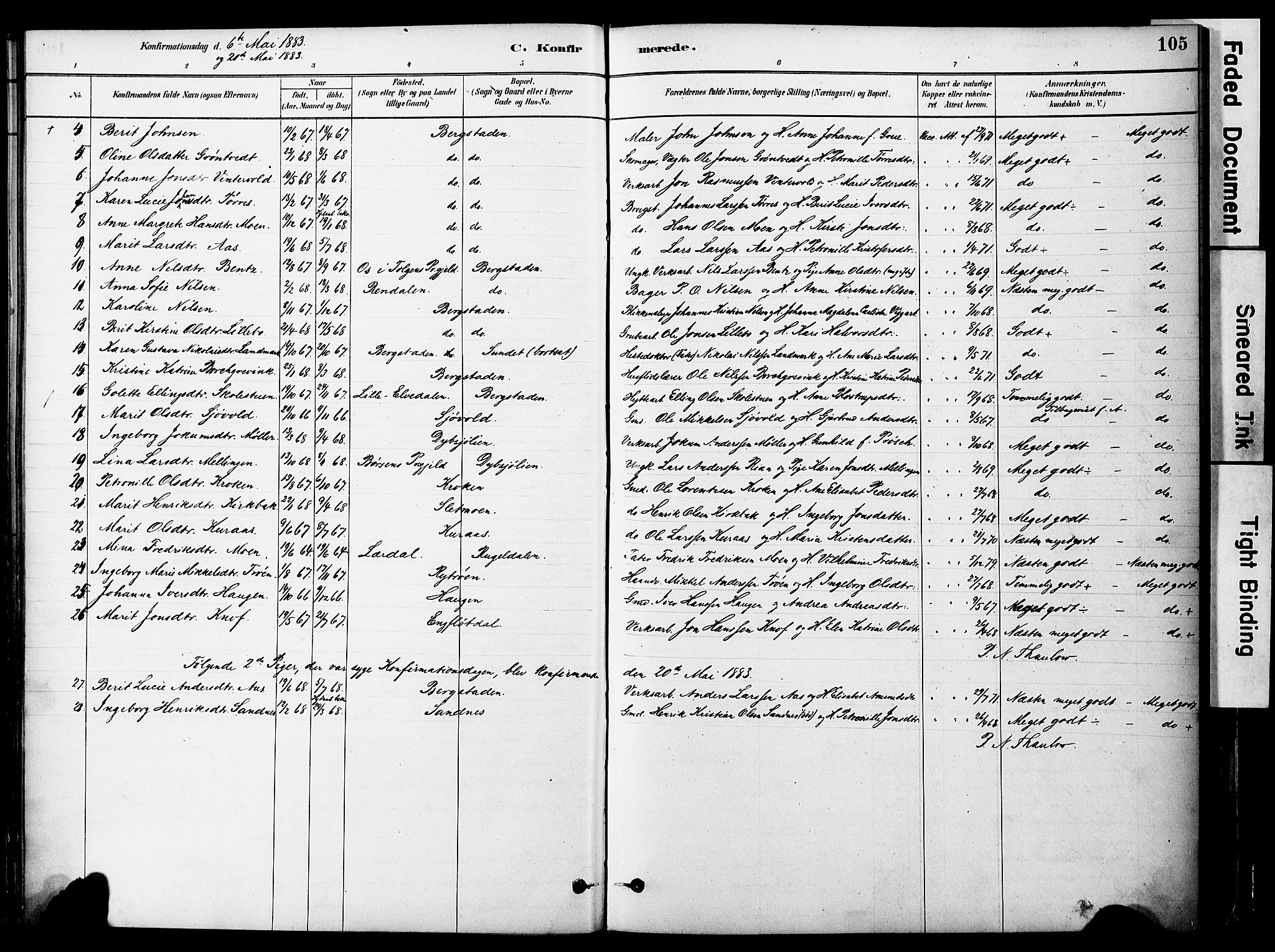 Ministerialprotokoller, klokkerbøker og fødselsregistre - Sør-Trøndelag, SAT/A-1456/681/L0933: Parish register (official) no. 681A11, 1879-1890, p. 105