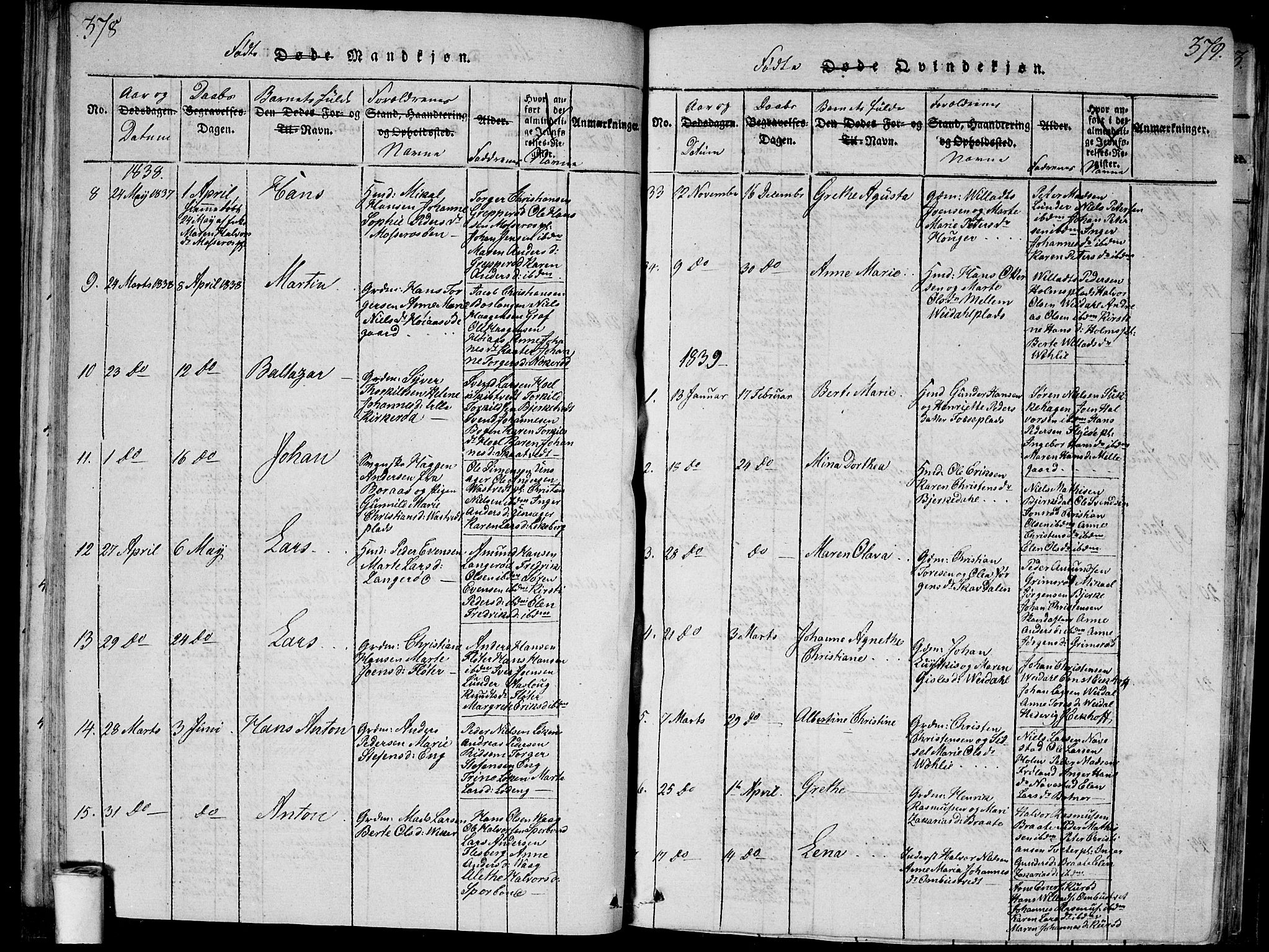 Våler prestekontor Kirkebøker, SAO/A-11083/G/Ga/L0001: Parish register (copy) no. I 1, 1815-1839, p. 378-379