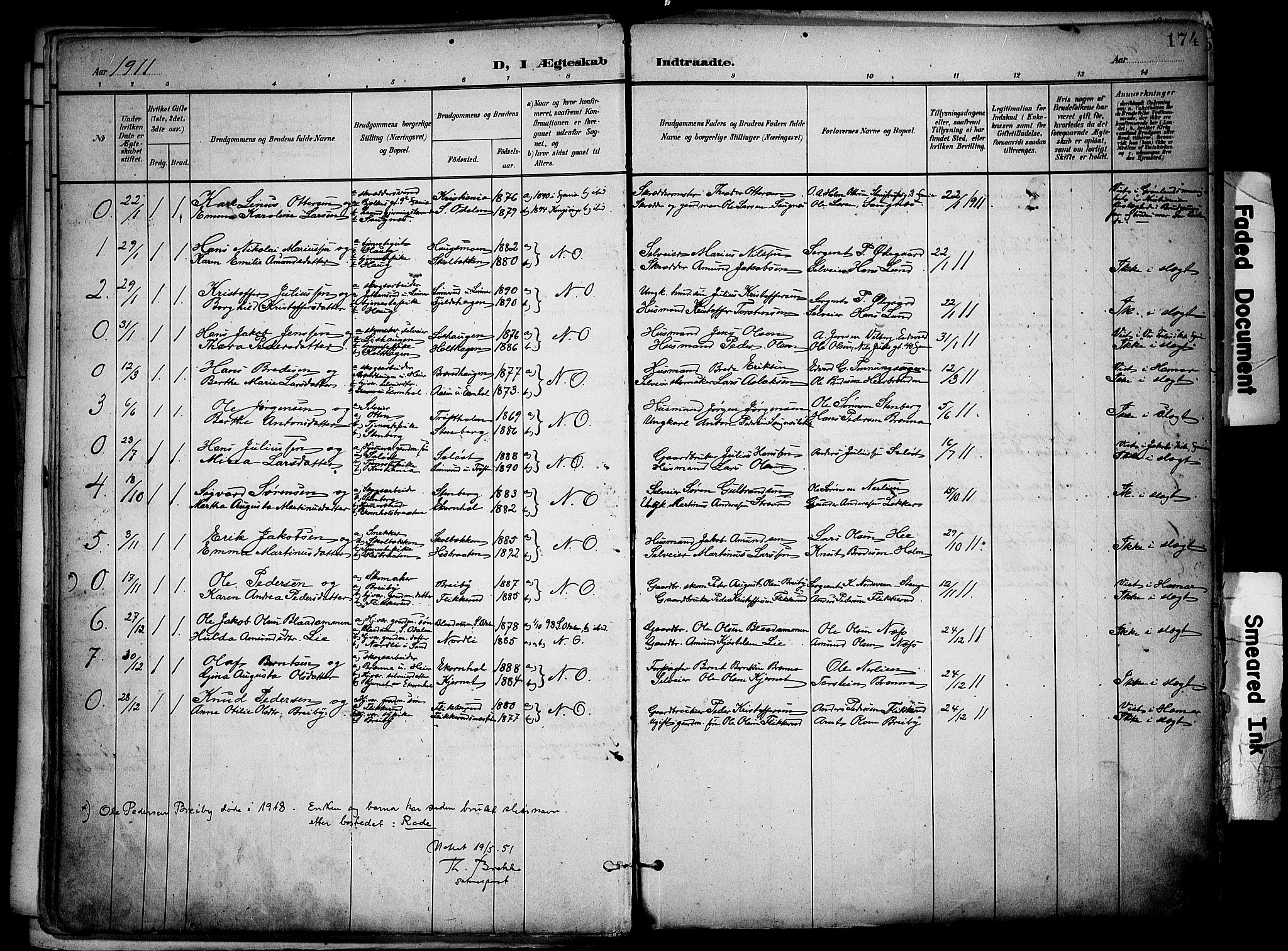 Nord-Odal prestekontor, SAH/PREST-032/H/Ha/Haa/L0007: Parish register (official) no. 7, 1902-1926, p. 174