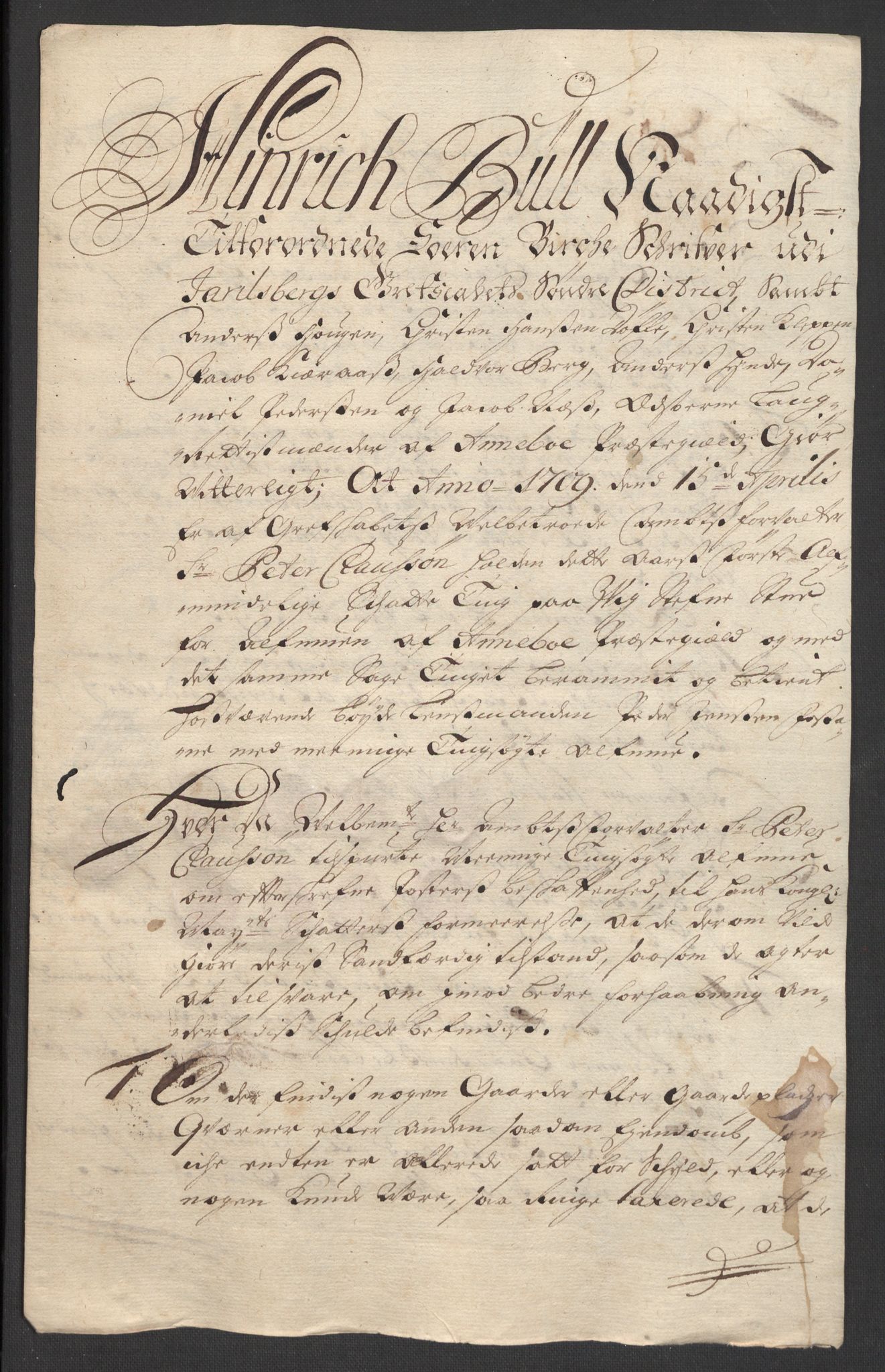 Rentekammeret inntil 1814, Reviderte regnskaper, Fogderegnskap, AV/RA-EA-4092/R32/L1874: Fogderegnskap Jarlsberg grevskap, 1709, p. 149