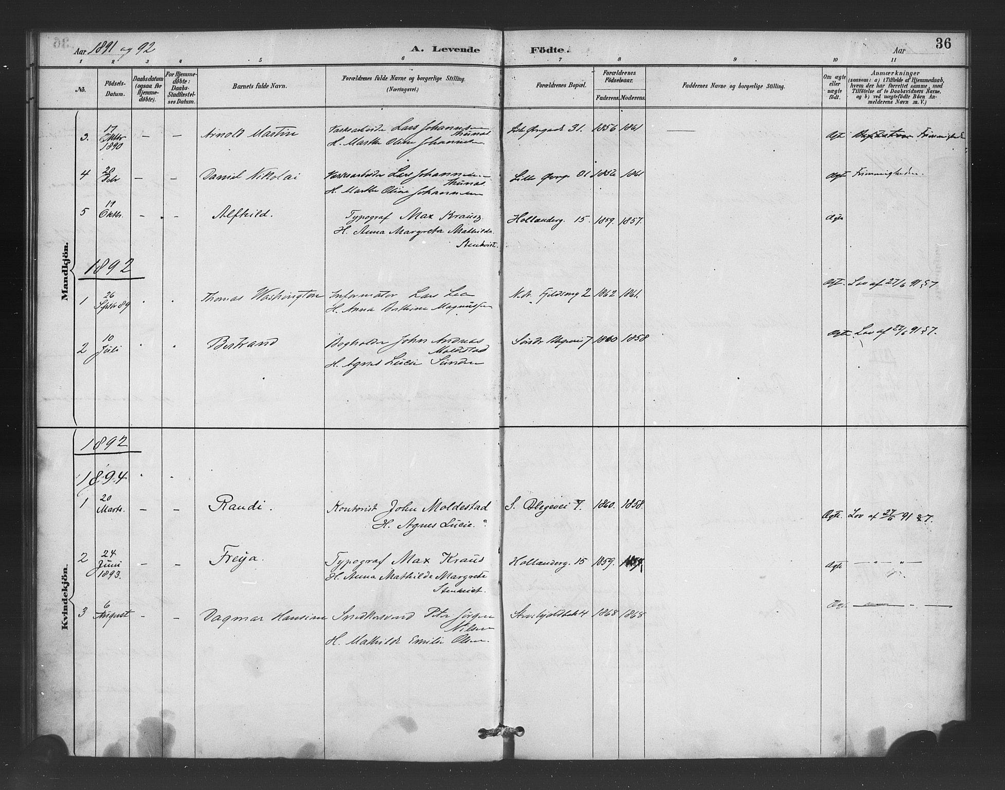 Korskirken sokneprestembete, SAB/A-76101/H/Haa/L0052: Parish register (official) no. G 2, 1887-1899, p. 36