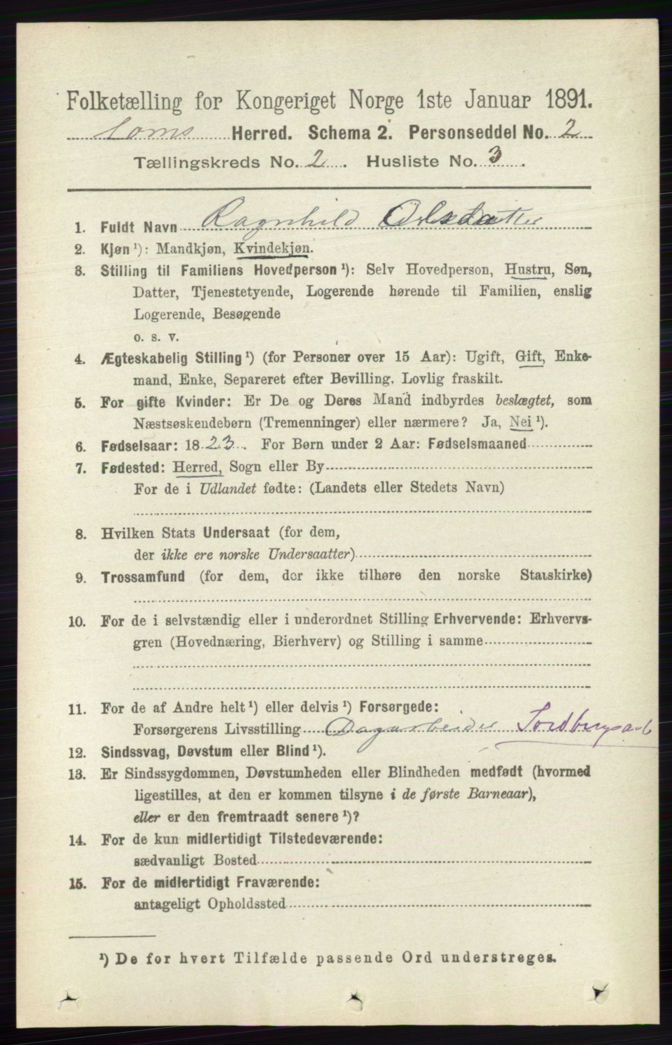 RA, 1891 census for 0514 Lom, 1891, p. 798