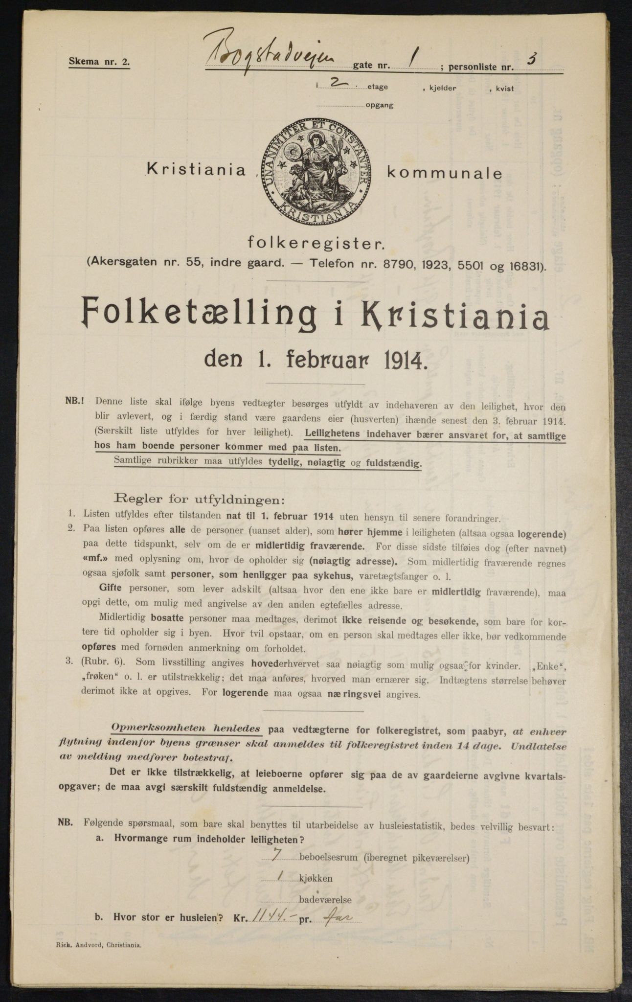 OBA, Municipal Census 1914 for Kristiania, 1914, p. 6786