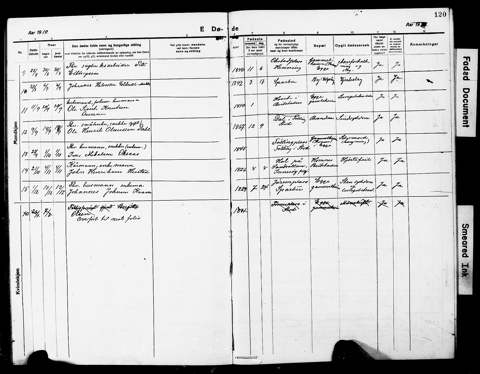Ministerialprotokoller, klokkerbøker og fødselsregistre - Nord-Trøndelag, SAT/A-1458/740/L0382: Parish register (copy) no. 740C03, 1915-1927, p. 120