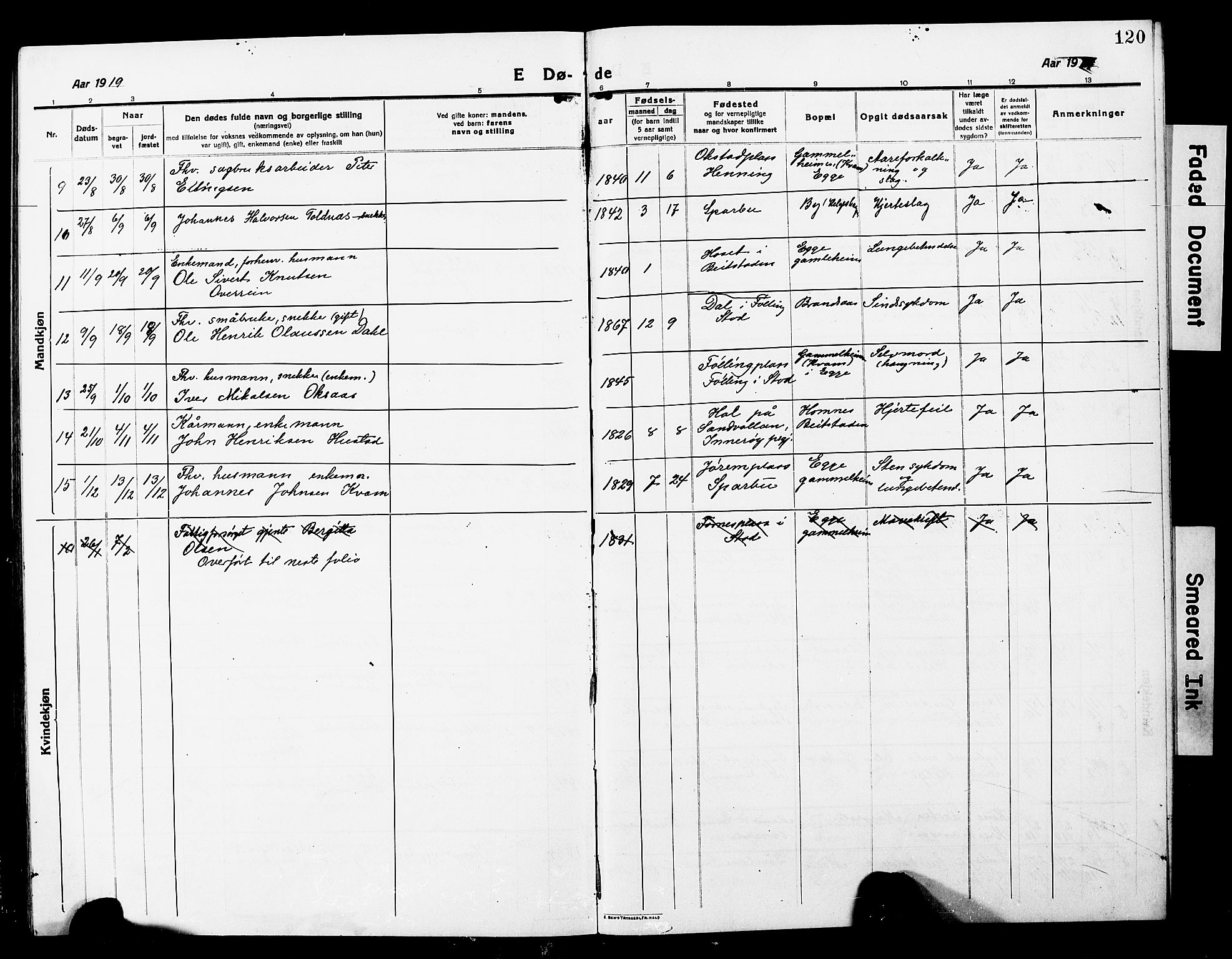 Ministerialprotokoller, klokkerbøker og fødselsregistre - Nord-Trøndelag, AV/SAT-A-1458/740/L0382: Parish register (copy) no. 740C03, 1915-1927, p. 120