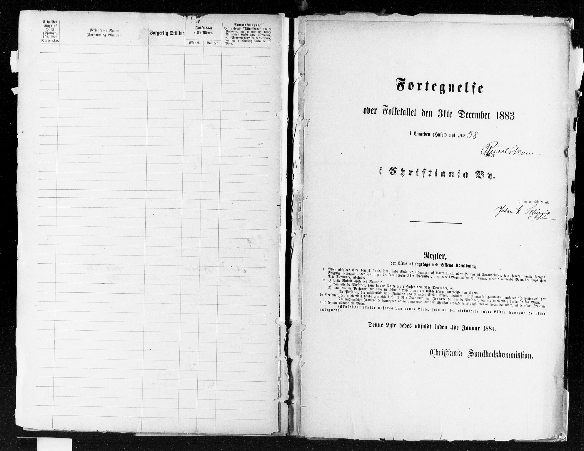 OBA, Municipal Census 1883 for Kristiania, 1883, p. 3618