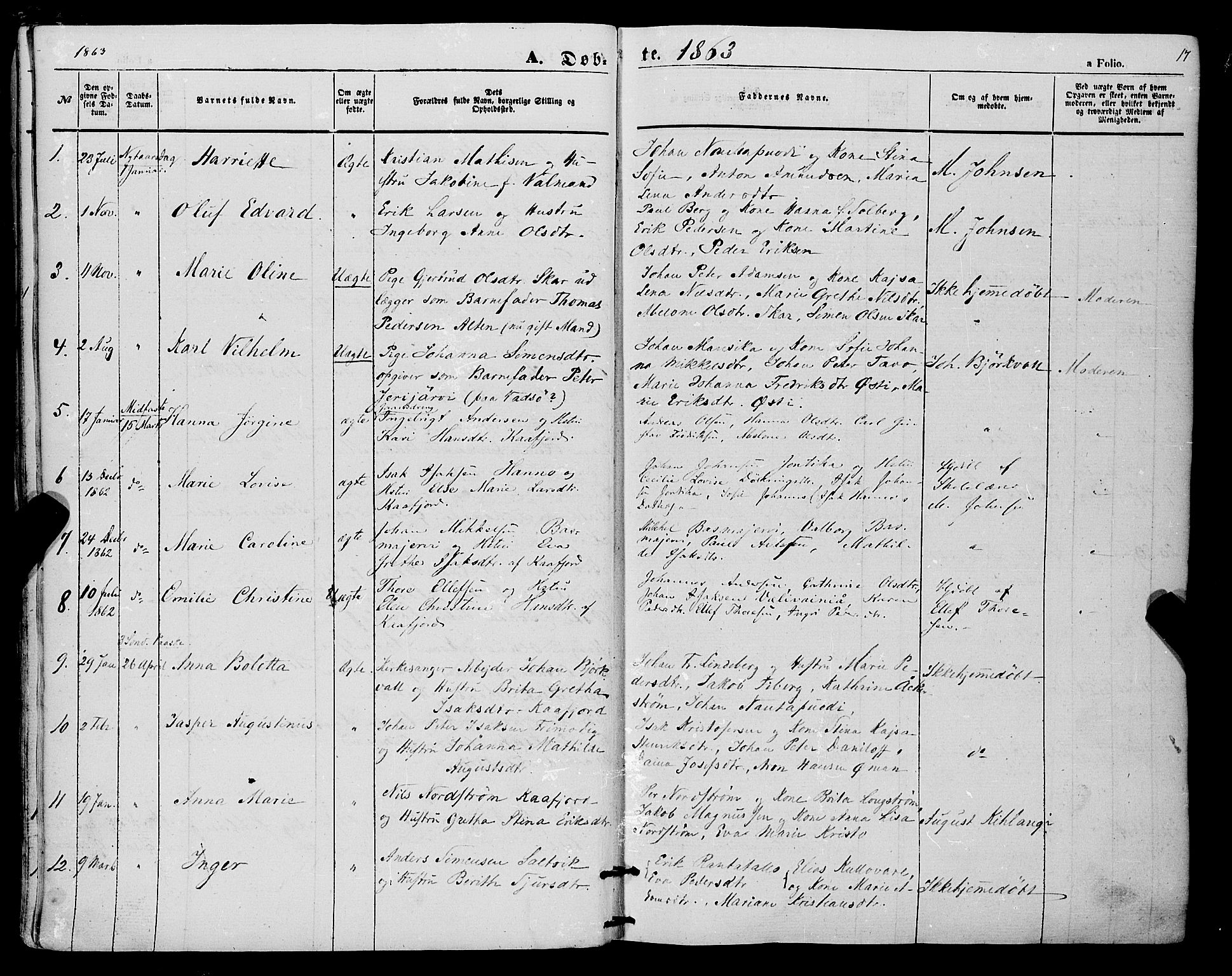Alta sokneprestkontor, SATØ/S-1338/H/Ha/L0004.kirke: Parish register (official) no. 4, 1858-1880, p. 17